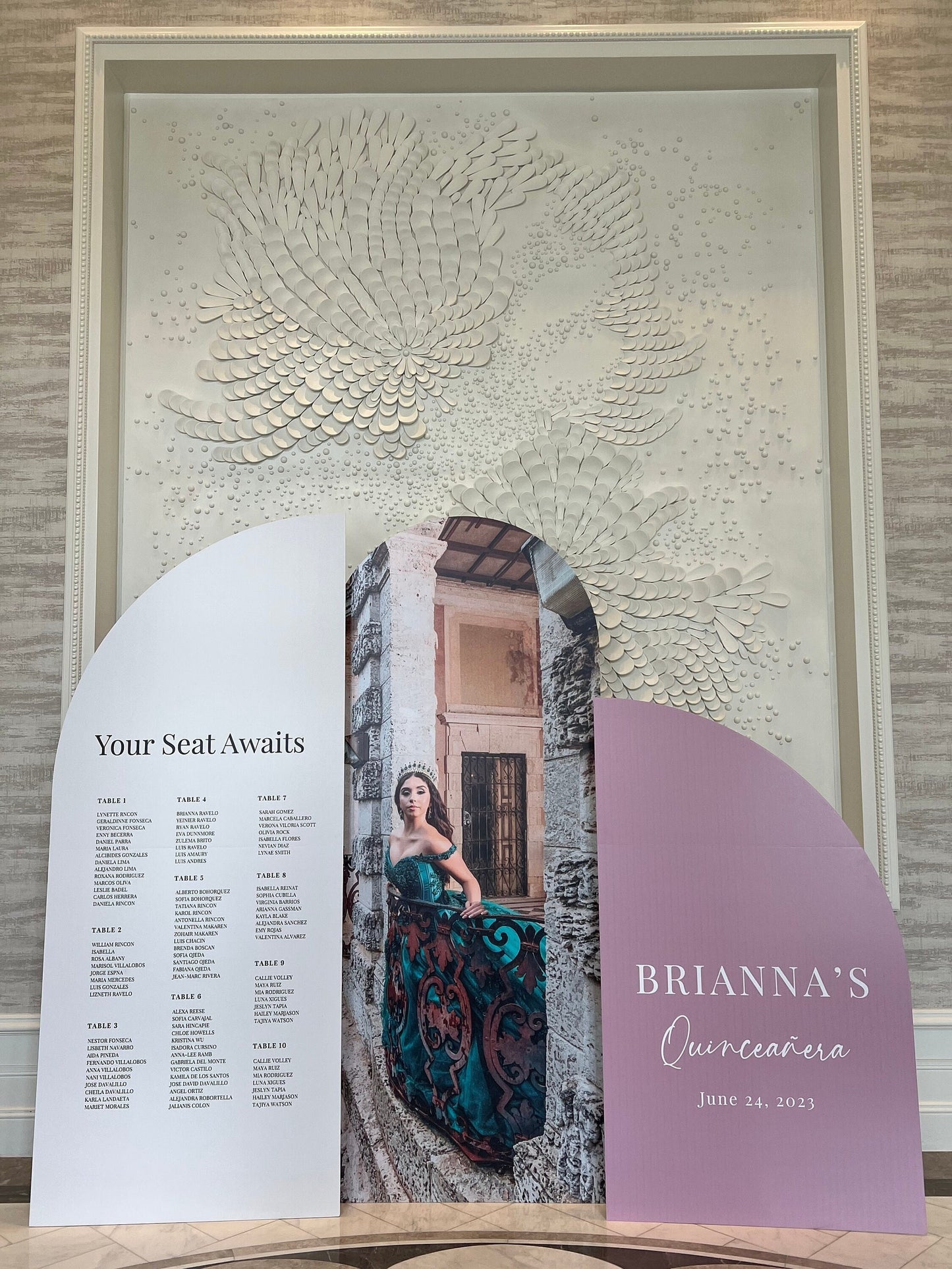 Quinceañera Seating Chart Welcome Sign, Elegant Photo Panel