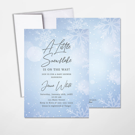 Winter Wonderland Baby Shower Invitations, Snowflake Design