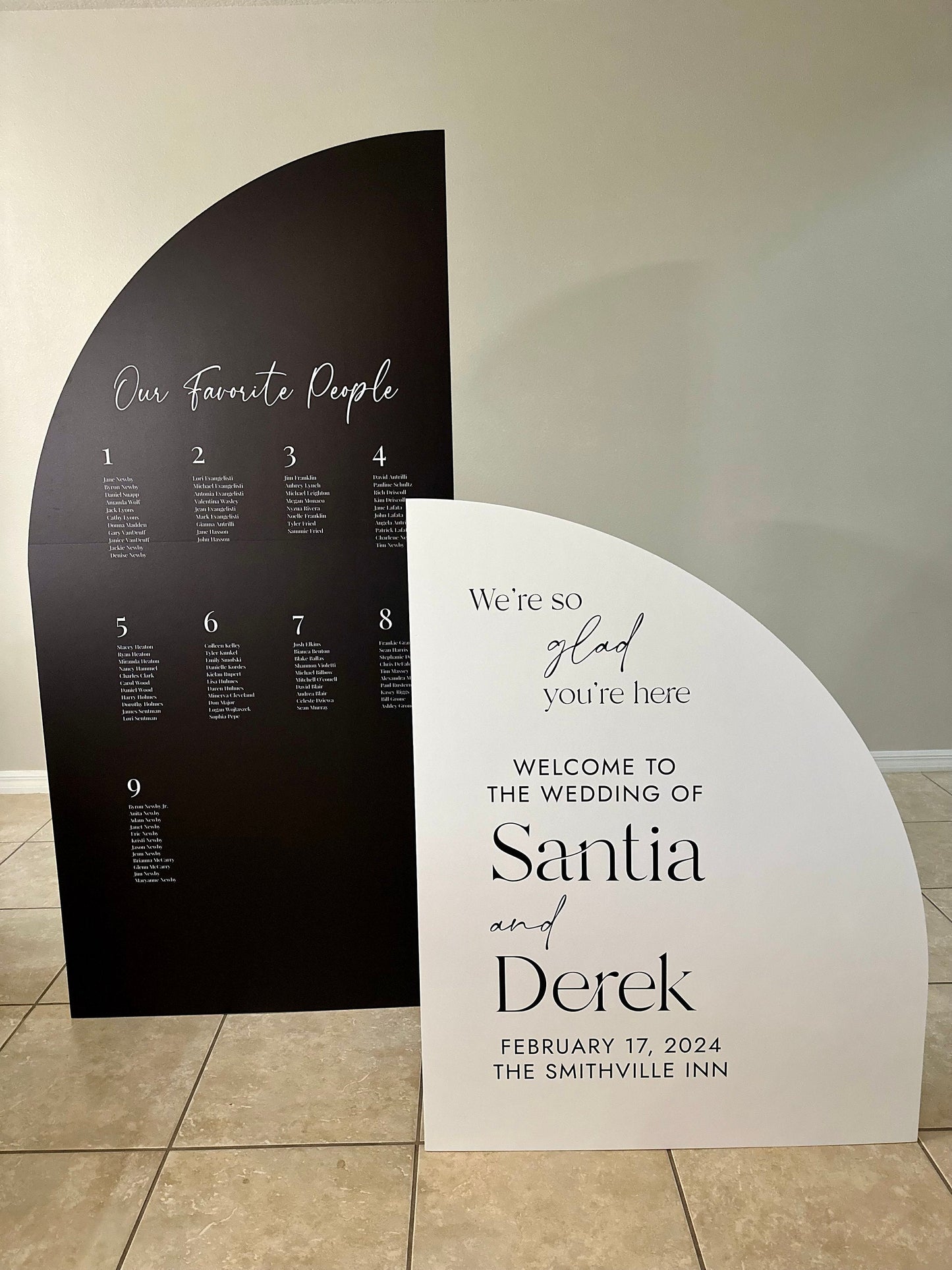 Arched Wedding Seating Chart Sign, Custom Foam Board Panel