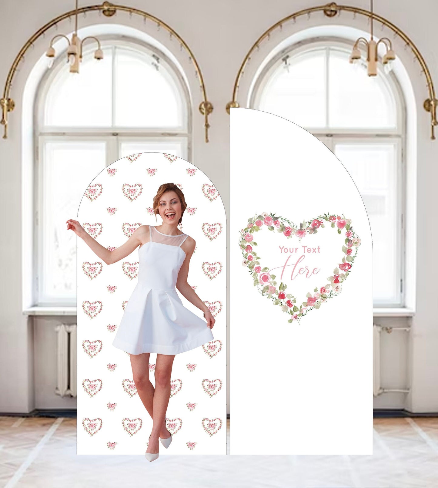 Wedding Arch Cover, Floral Heart Arbor Decoration, Bridal Shower Backdrop