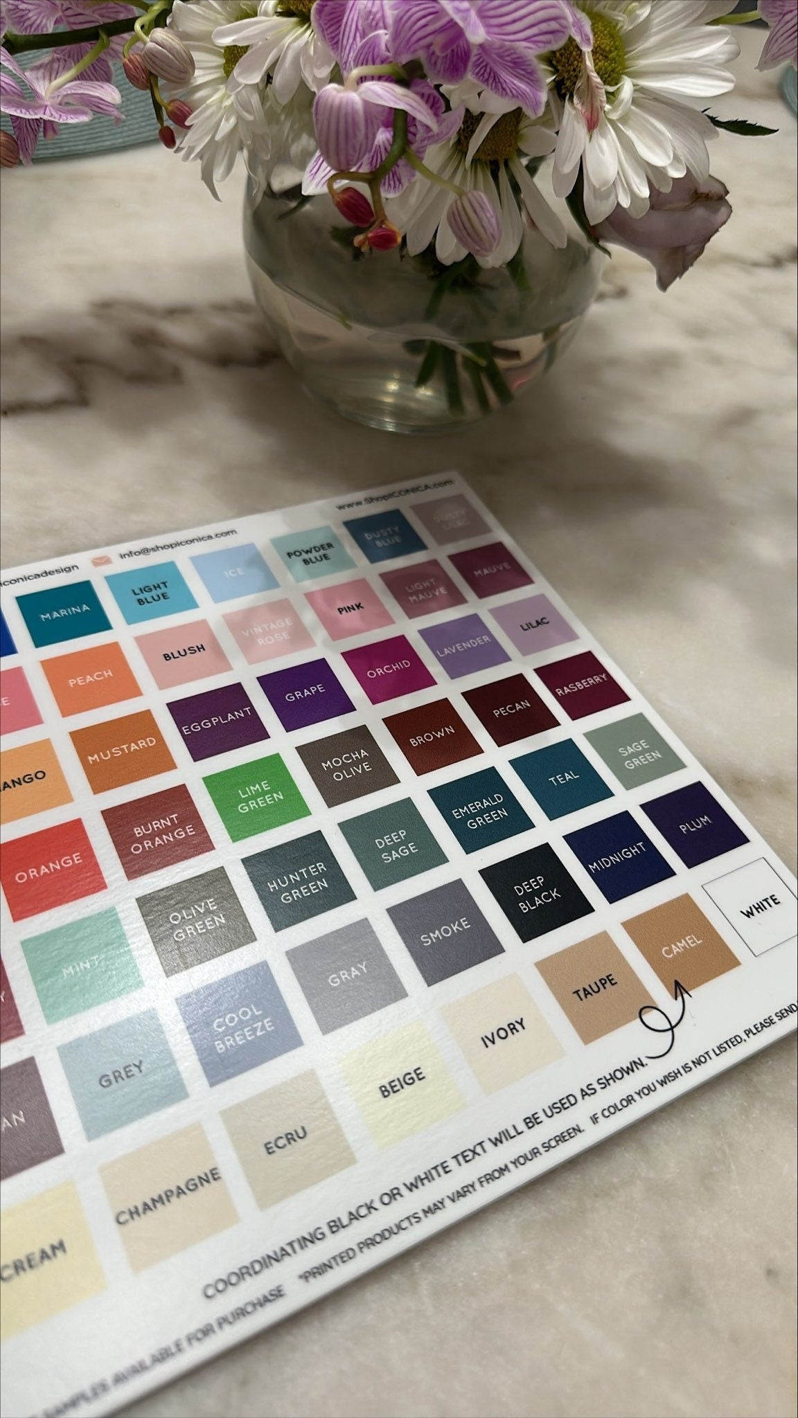 Printed Color Chart Sample on Foam Board