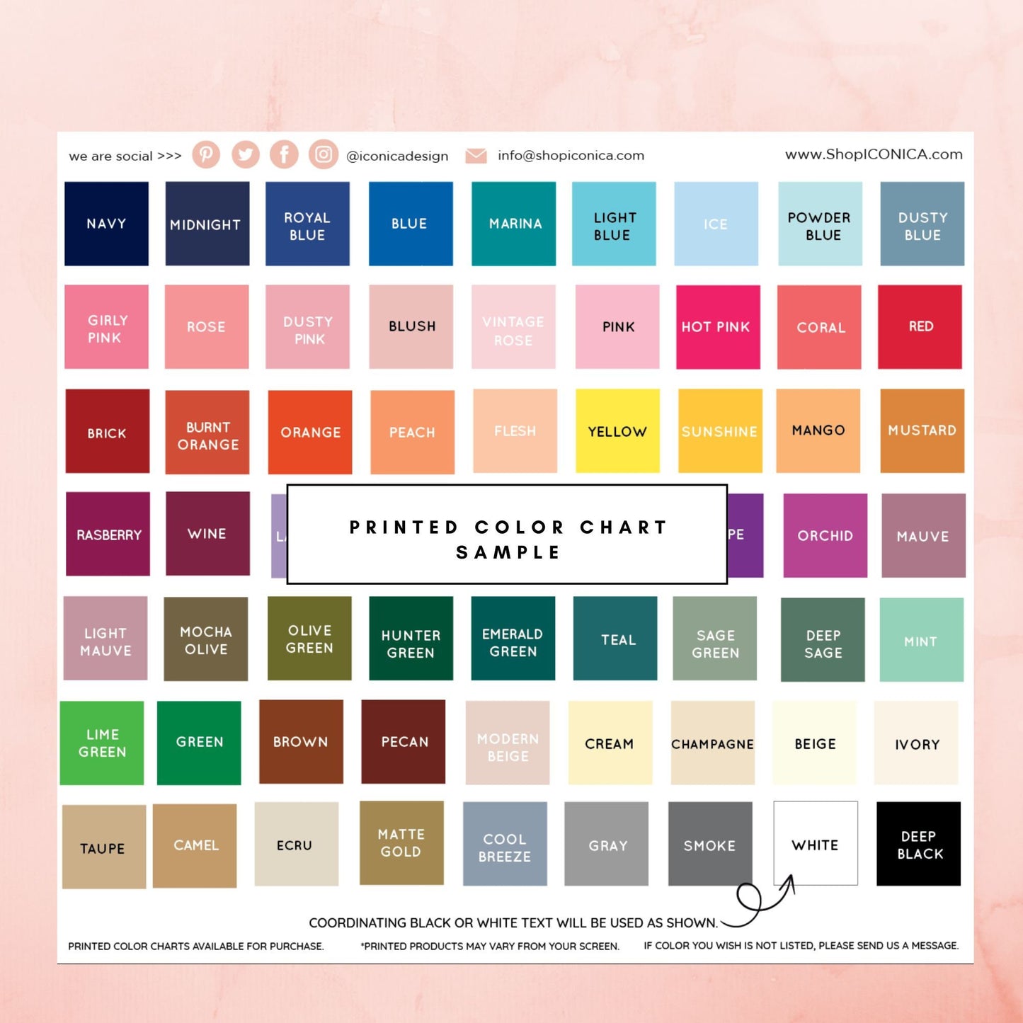 Printed Color Chart Sample on Foam Board
