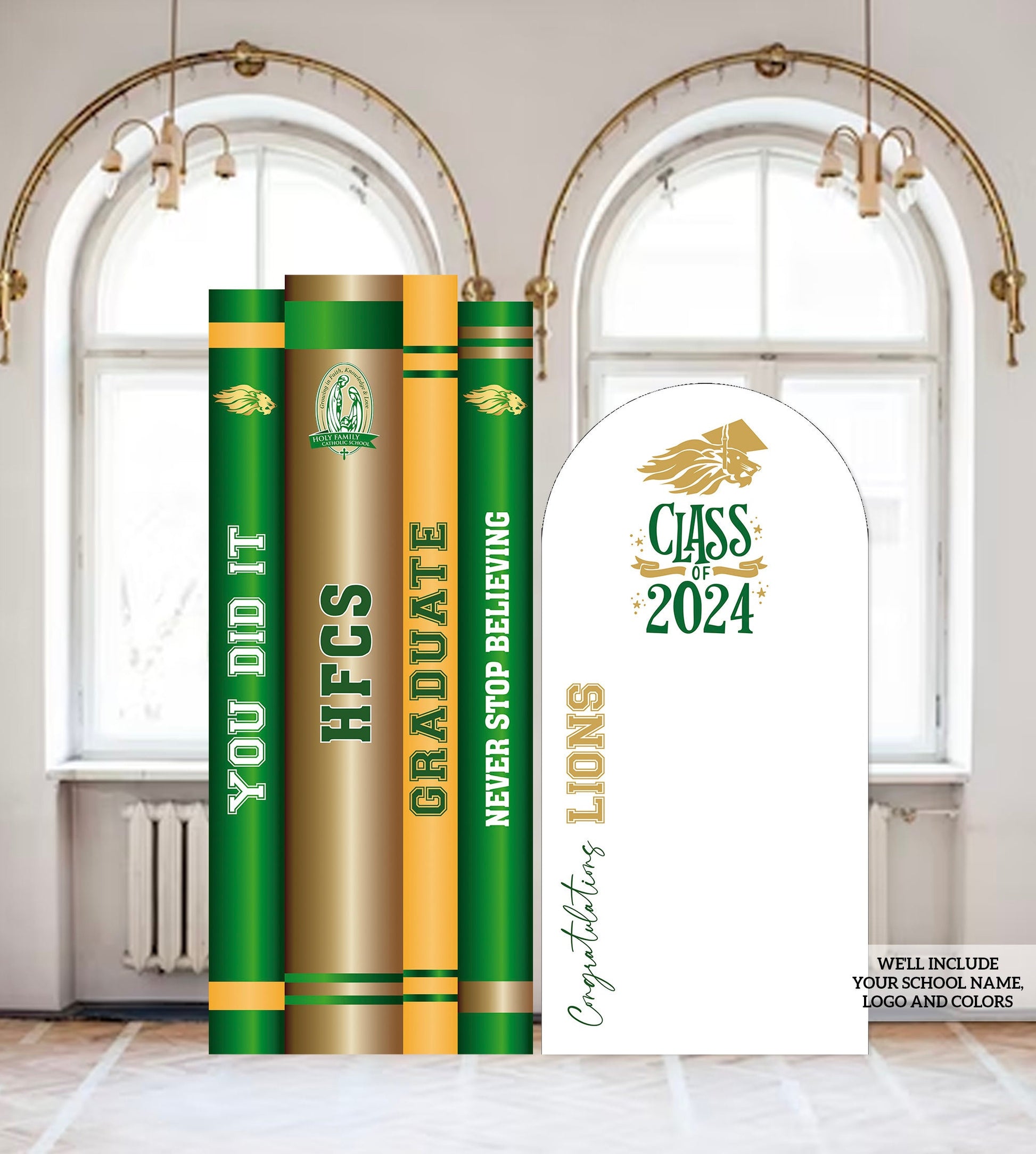 Custom Graduation Party Backdrop: Arched Foam Board Sign with Easel