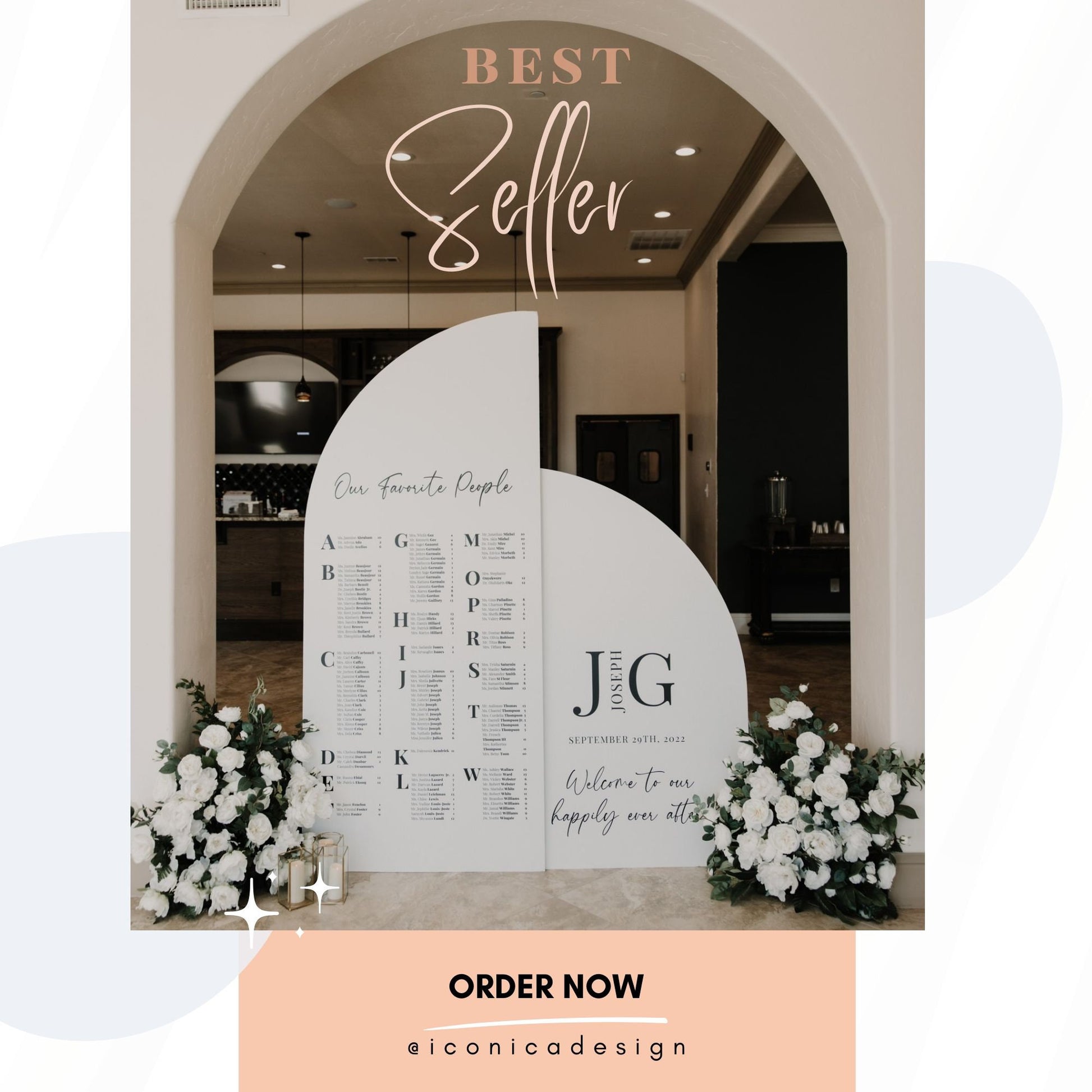 Arch Wedding Order of Events Sign, Custom Reception Decor