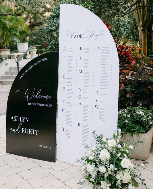 Arch Wedding Seating Chart, Custom Foam Board Sign with Easel