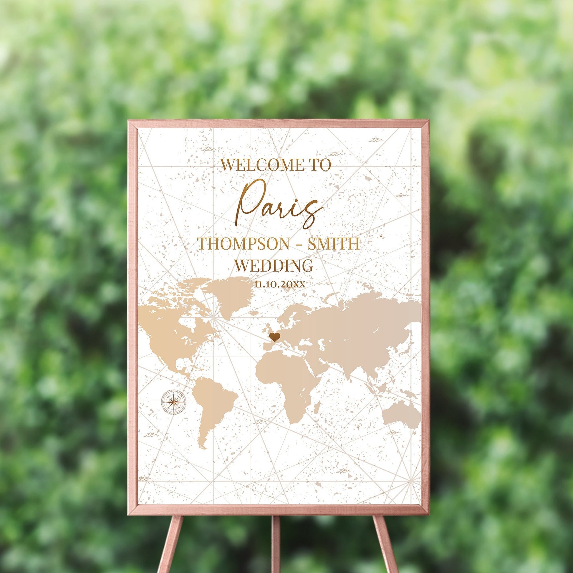 Destination Wedding Welcome Sign, Travel Theme, Custom Text
