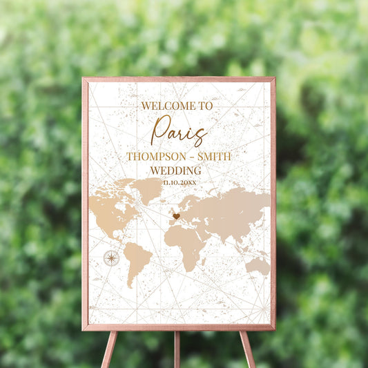 Destination Wedding Welcome Sign, Travel Theme, Custom Text