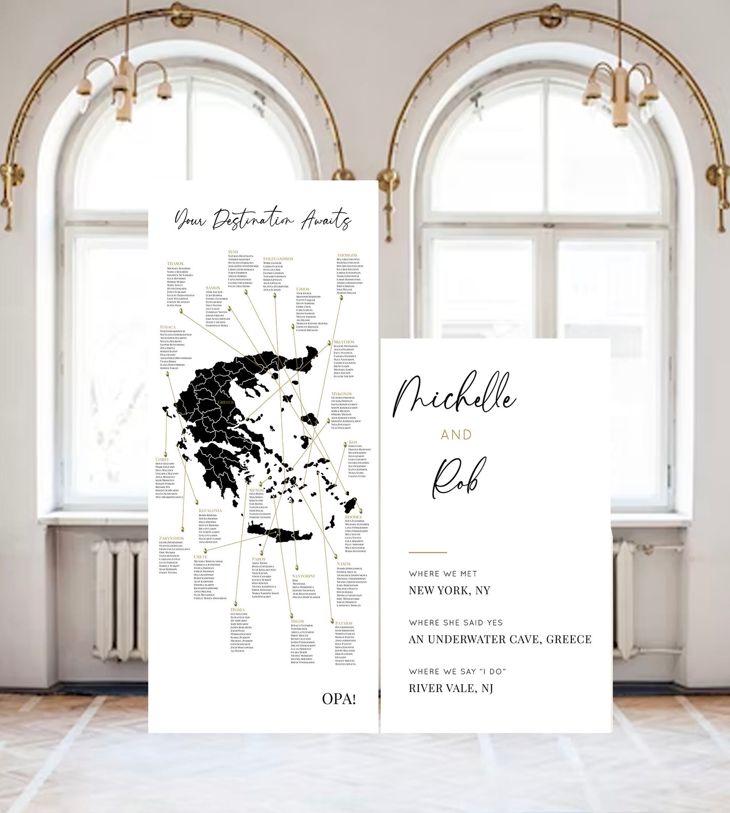 Arch Wedding Seating Chart, Destination Theme, Foam Board Sign