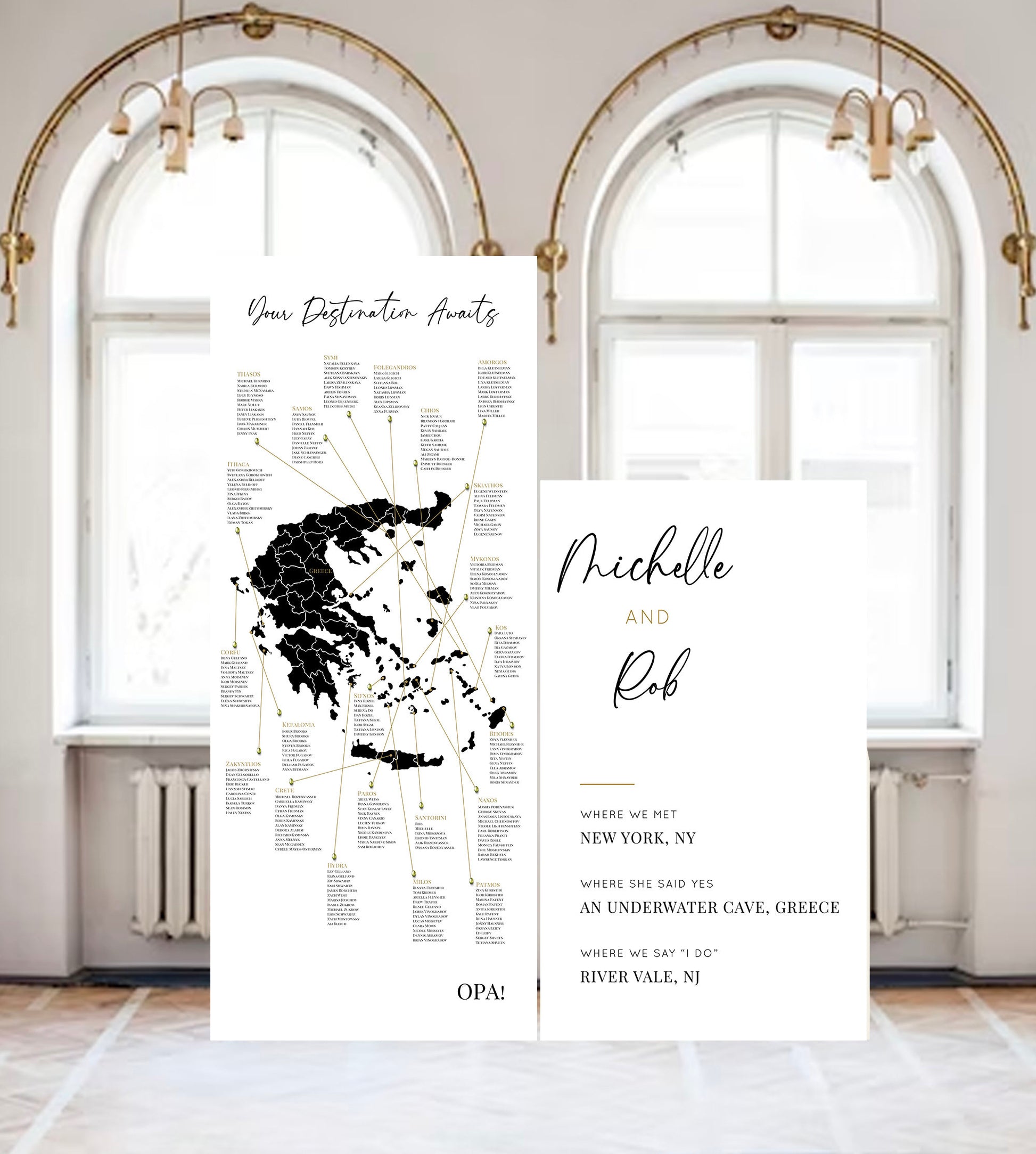 Arch Wedding Seating Chart, Destination Theme, Foam Board Sign