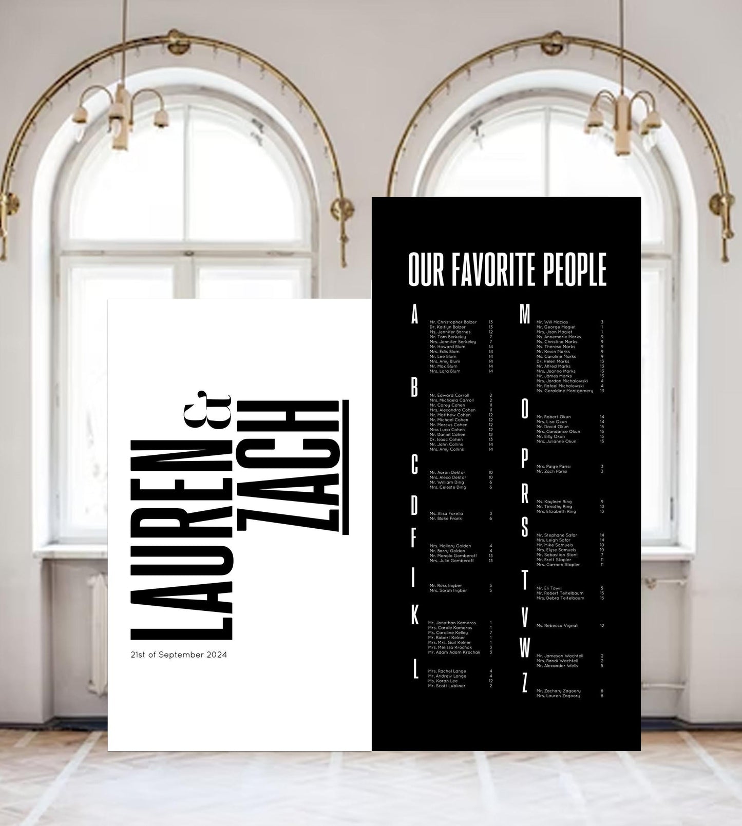 Custom Wedding Seating Chart Sign, Arched Foam Board, Light Weight
