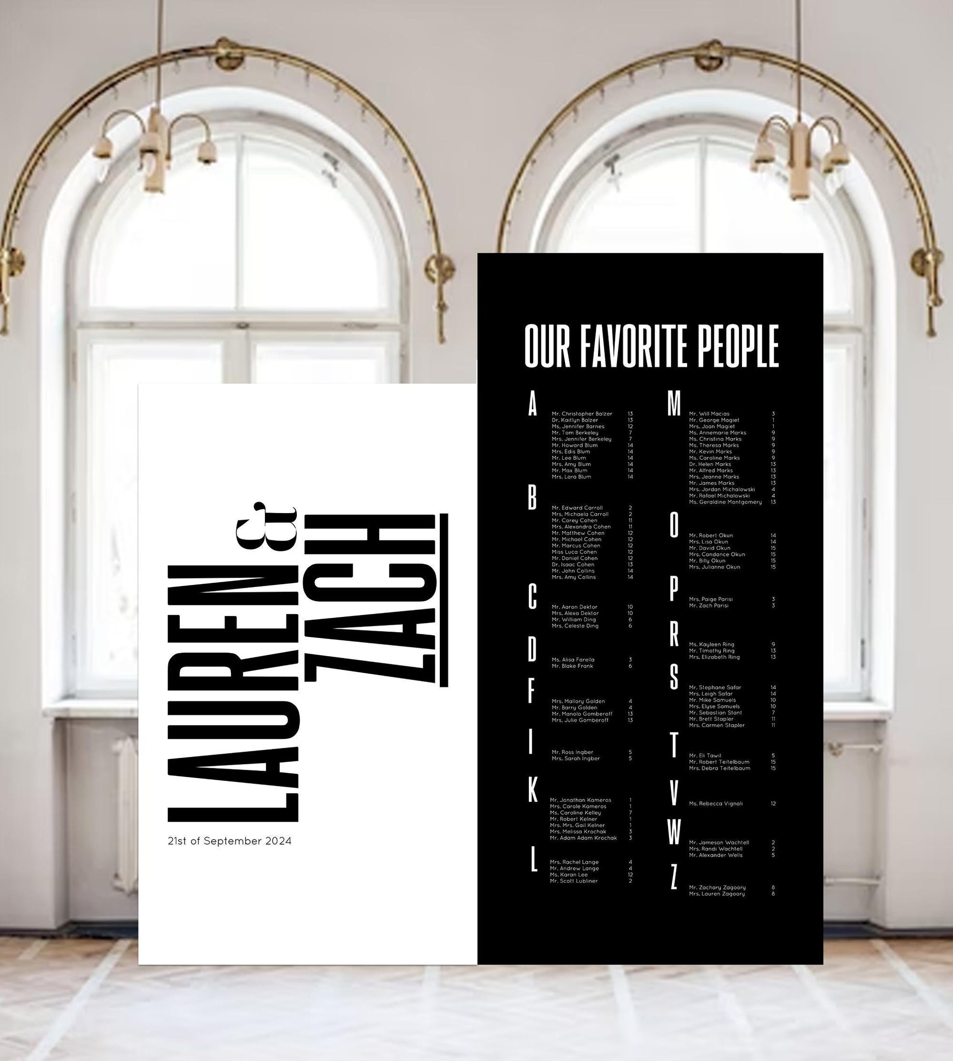 Custom Wedding Seating Chart Sign, Arched Foam Board, Light Weight