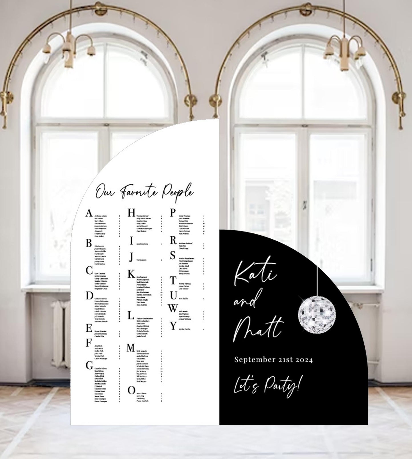 New Year's Eve Disco Wedding Seating Chart & Welcome Sign