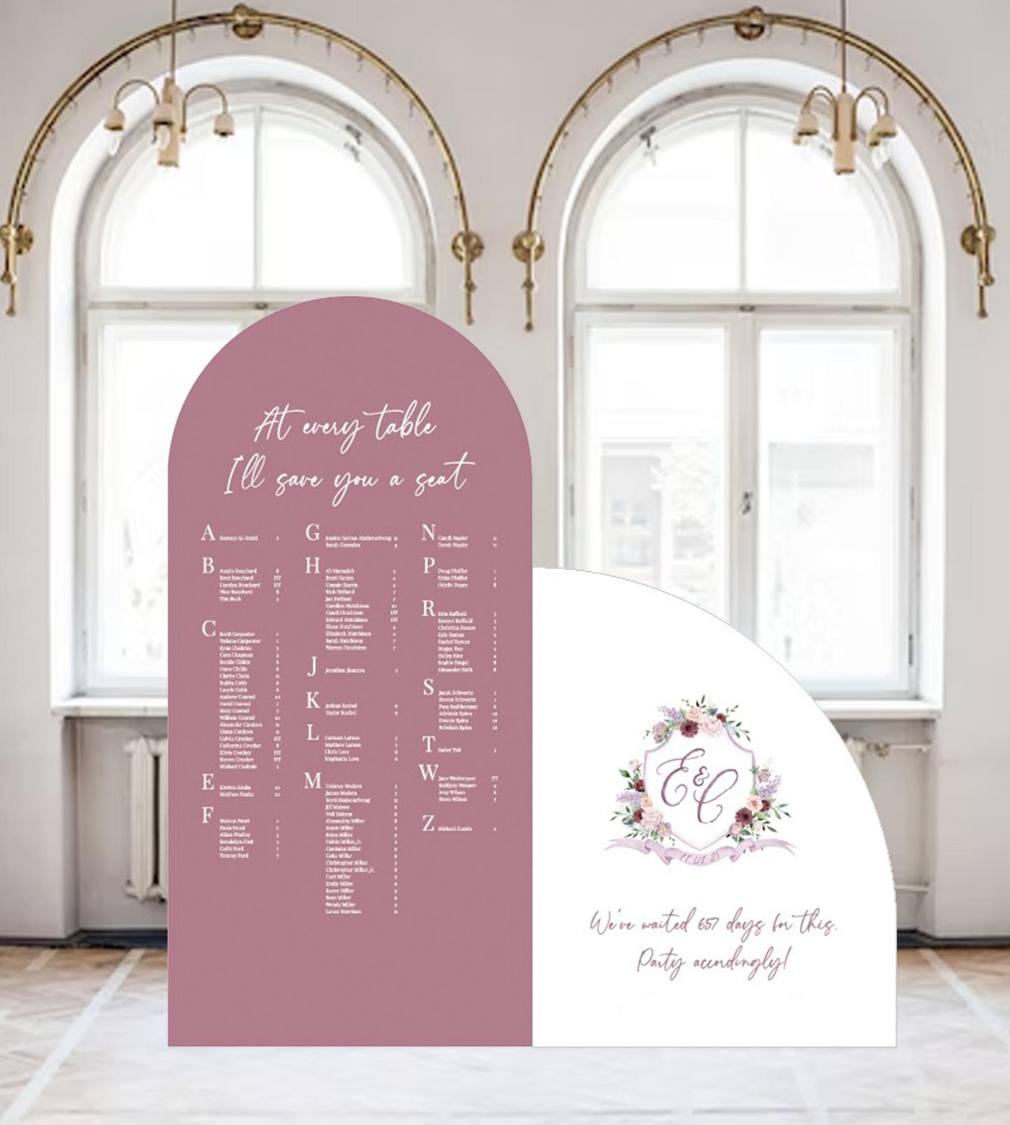 Vintage Floral Wedding Seating Chart, Arch Foam Board Sign