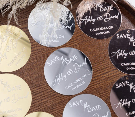 Custom Acrylic Save The Date Ornament, Wedding Keepsake