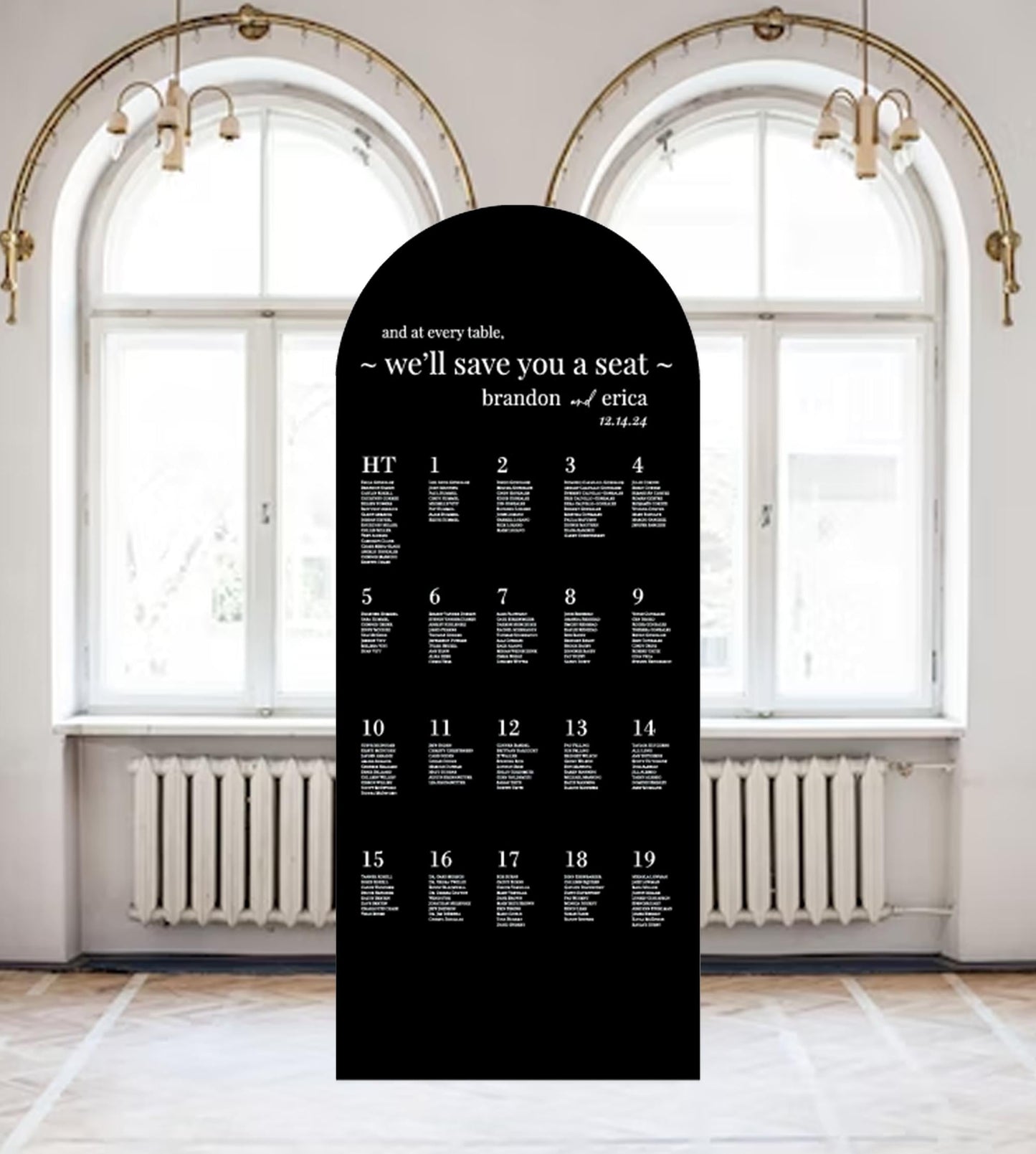 Arch Wedding Seating Chart Sign, Modern Foam Board Decor
