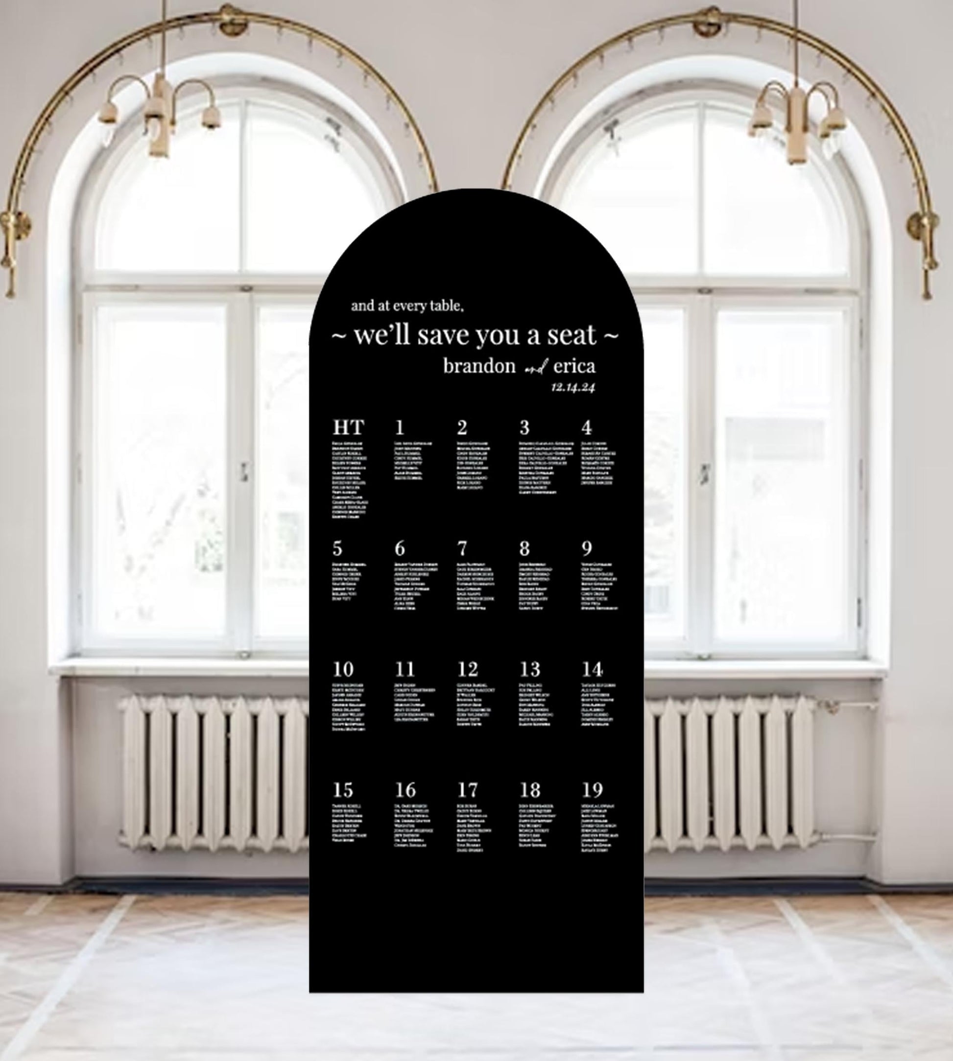 Arch Wedding Seating Chart Sign, Modern Foam Board Decor