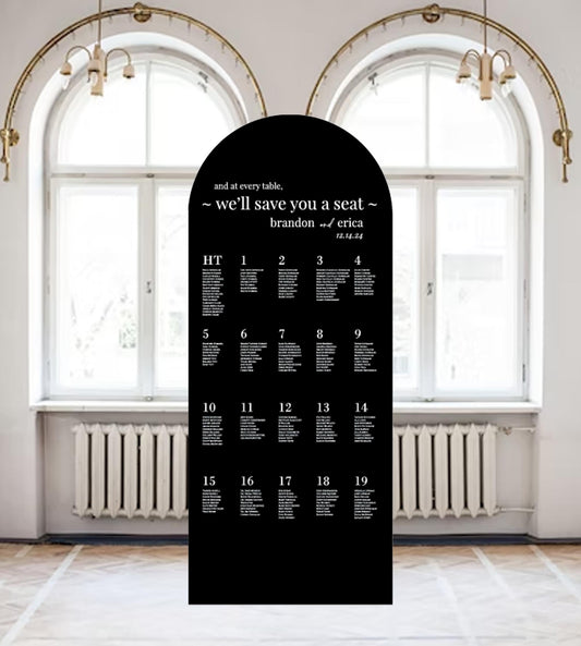 Arch Wedding Seating Chart Sign, Modern Foam Board Decor