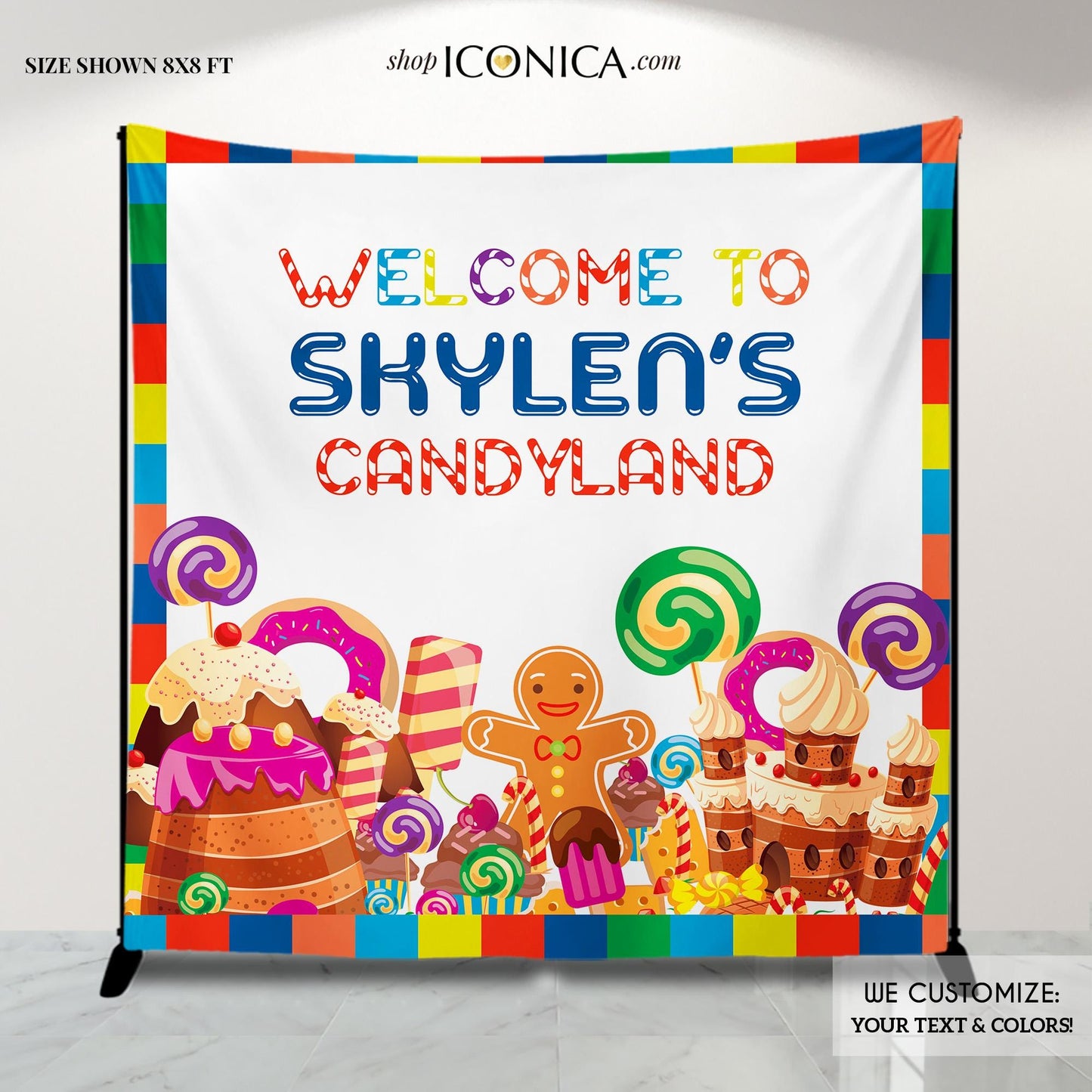 Custom Candyland Birthday Backdrop, Party Banner