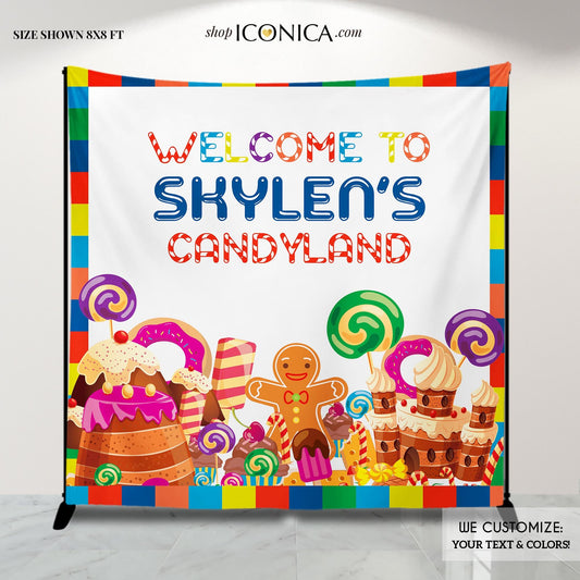 Custom Candyland Birthday Backdrop, Party Banner