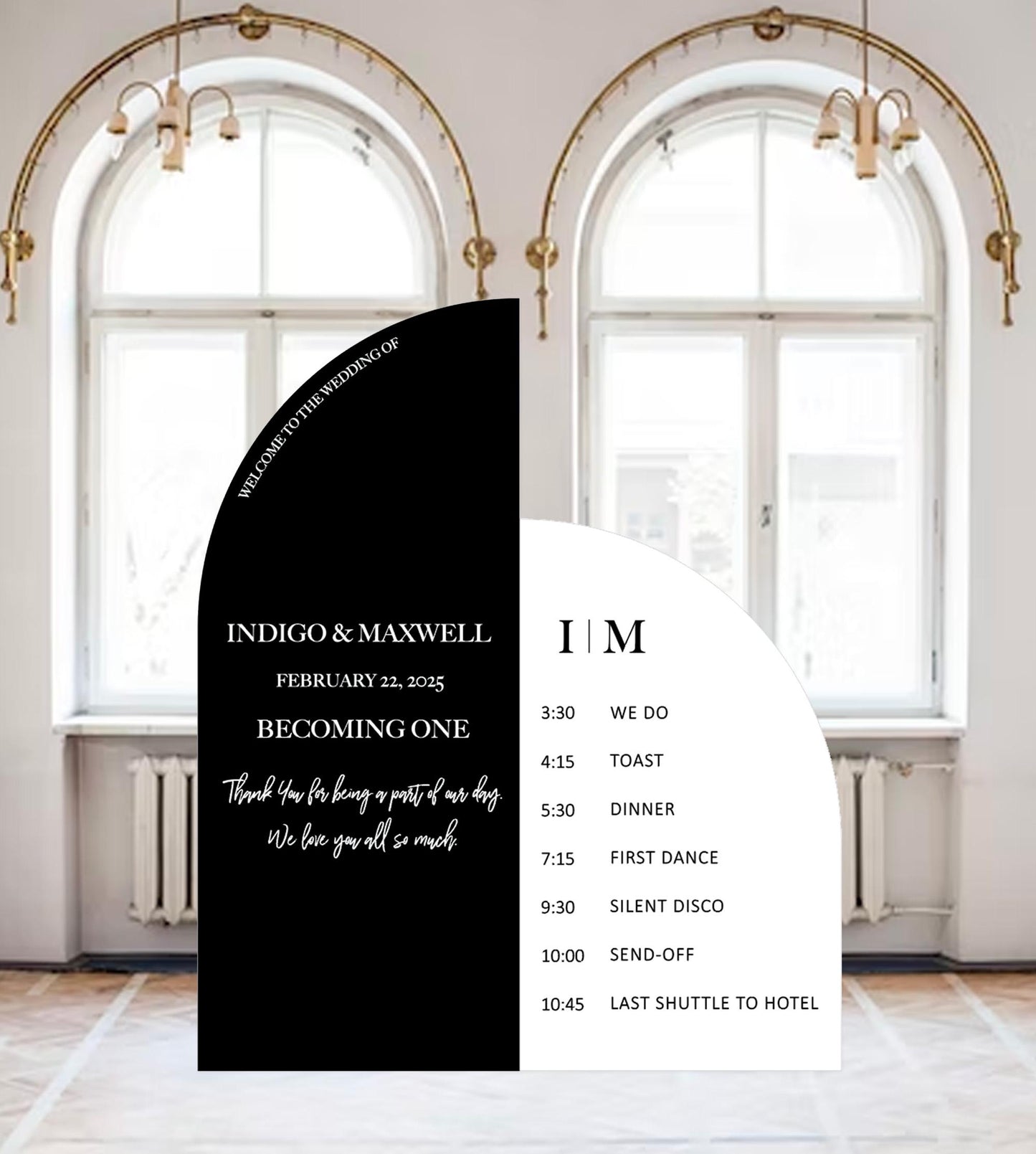 Arch Wedding Order of Events Sign, Custom Reception Decor