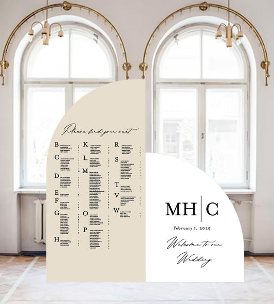 Arched Wedding Seating Chart, Custom Foam Board Sign