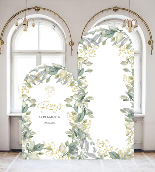First Communion Welcome Sign, Greenery Arch, Custom Text Foam Board