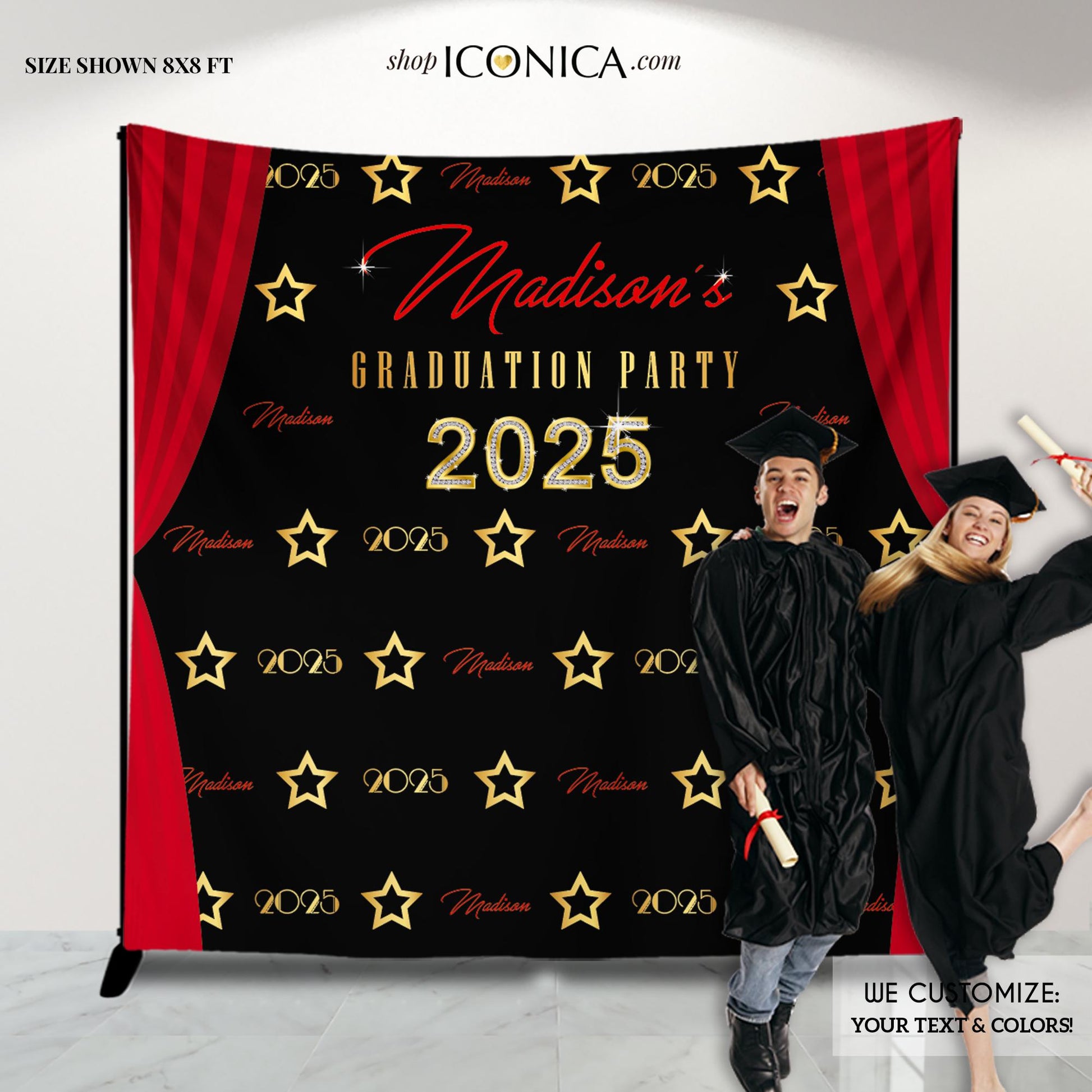 Personalized Graduation Backdrop, Red Carpet Hollywood Theme