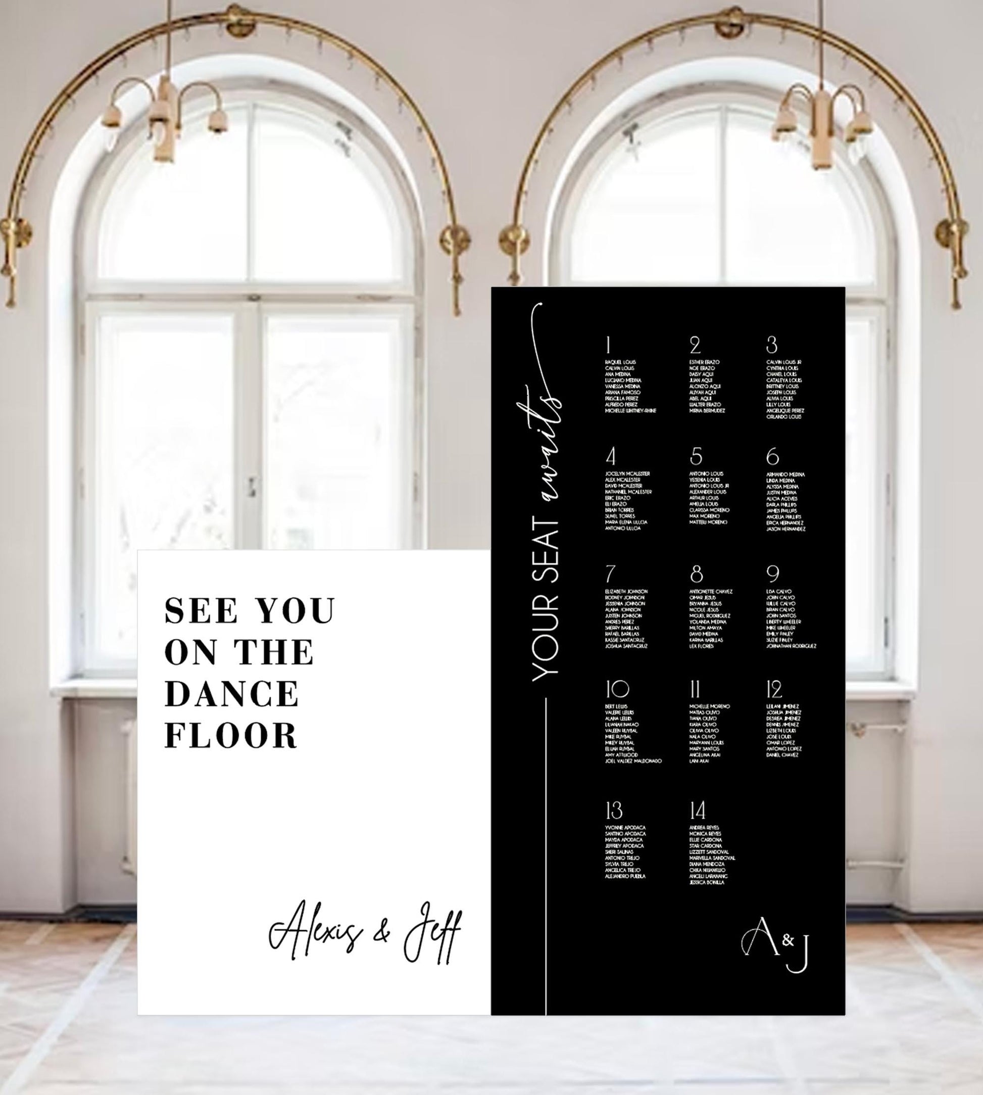 Custom Wedding Seating Chart & Welcome Sign, Arched Foam Board