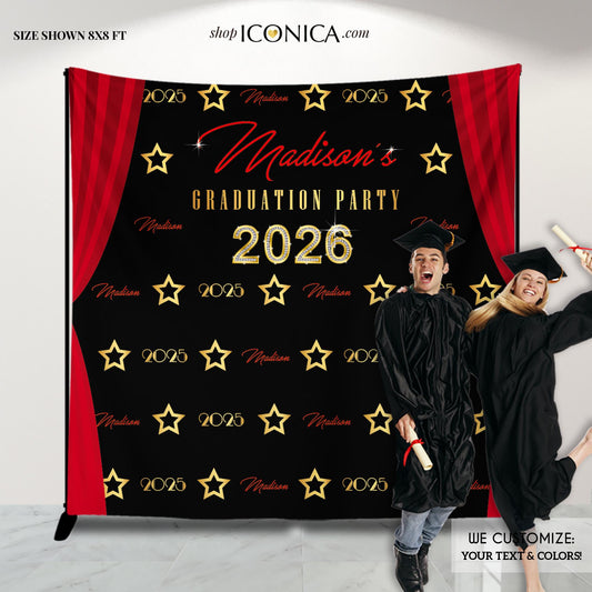 Personalized Graduation Backdrop, Red Carpet Hollywood Theme