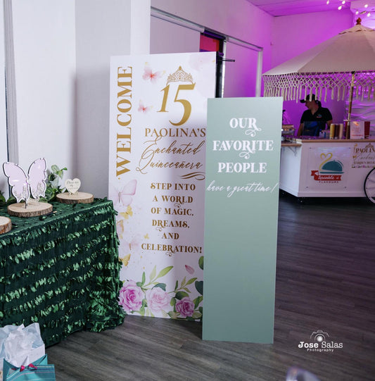 Personalized Quinceañera Welcome Sign, Elegant Party Decor