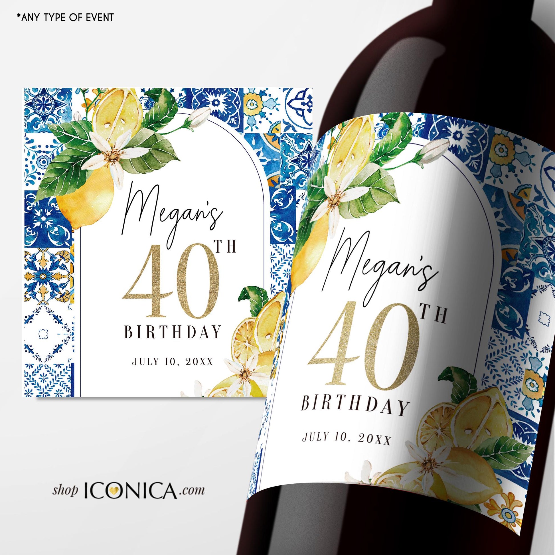 Tuscan Lemon Beverage Labels, Custom Wine or Beer Labels
