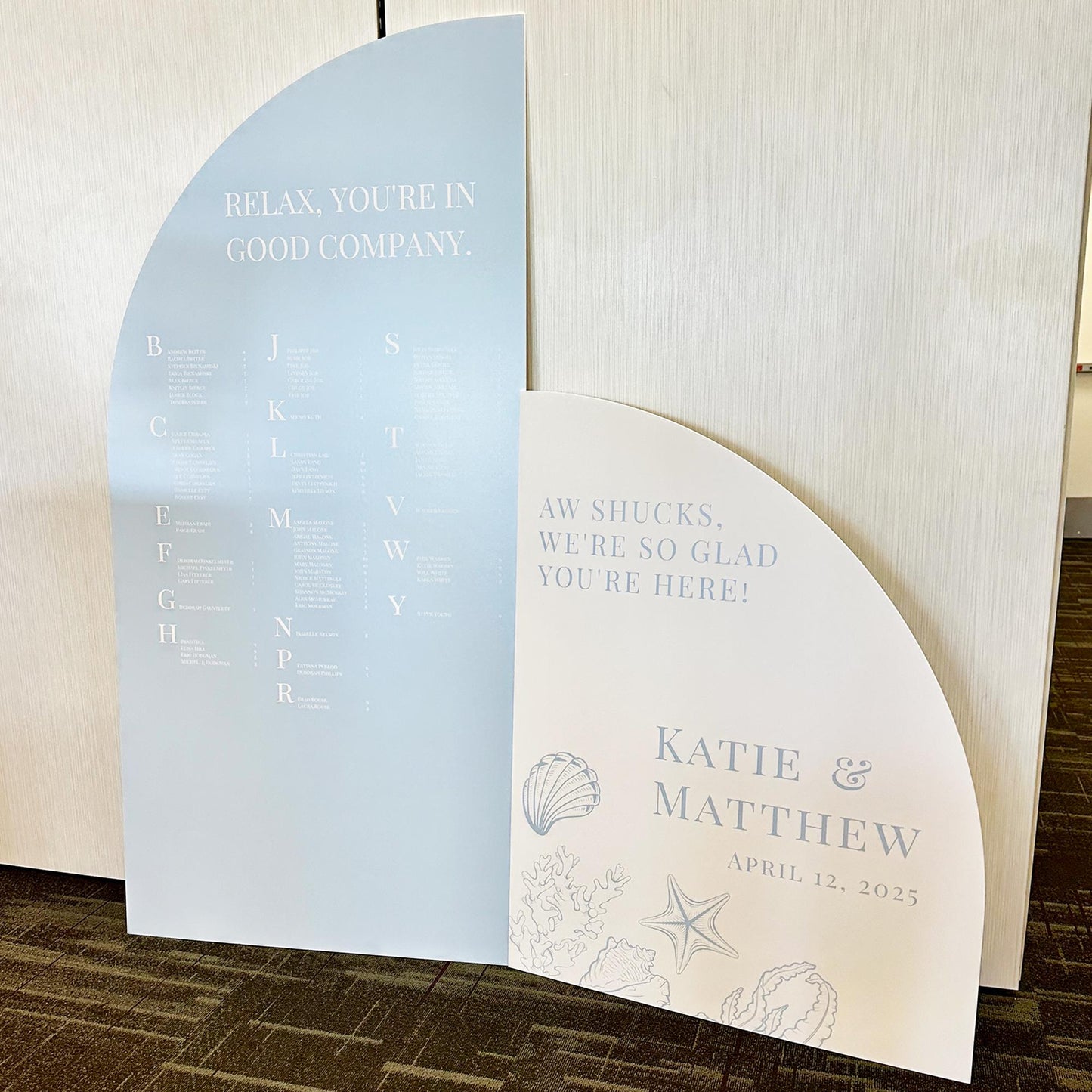 Nautical Wedding Seating Chart, Coastal Beach Theme Foam Board Sign