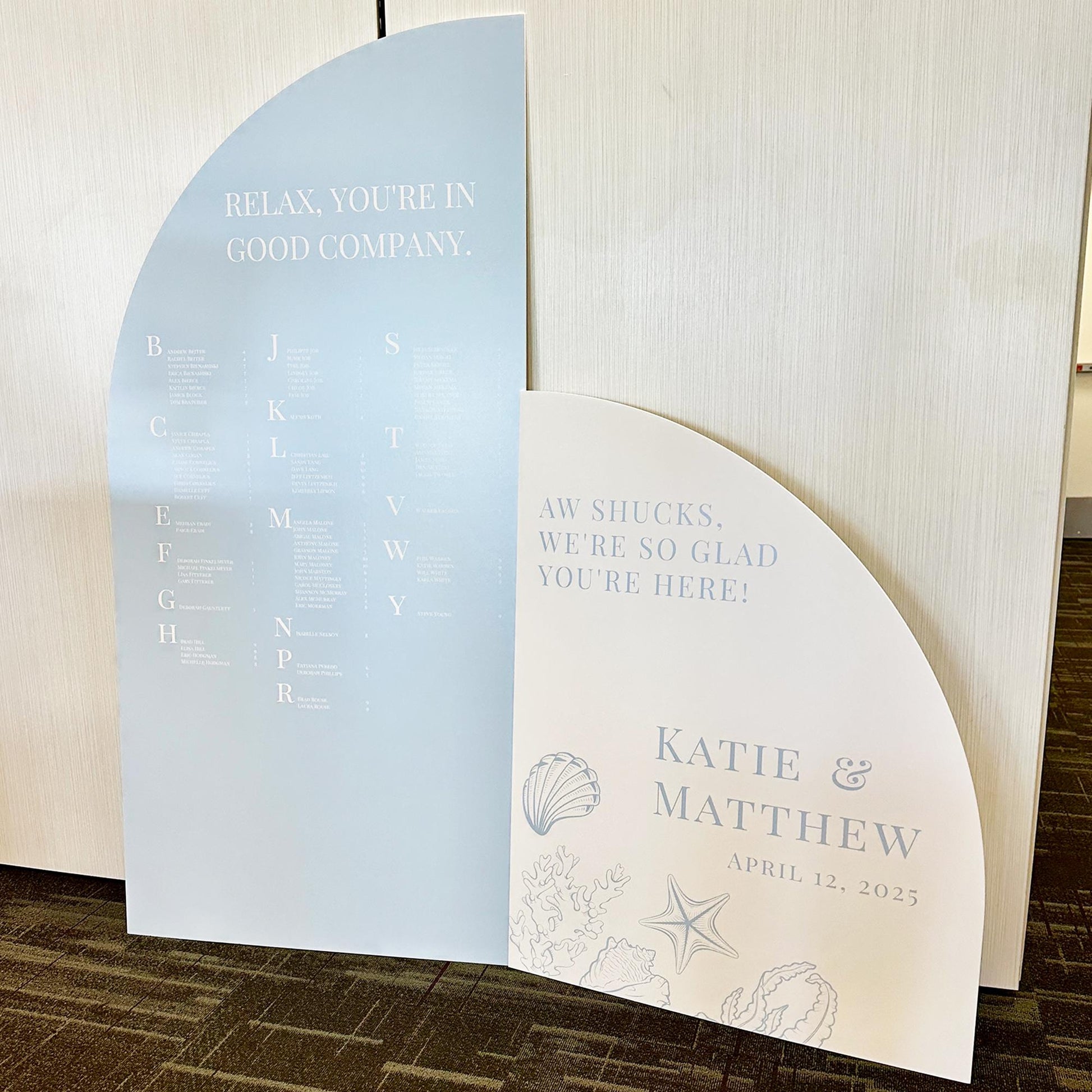 Nautical Wedding Seating Chart, Coastal Beach Theme Foam Board Sign