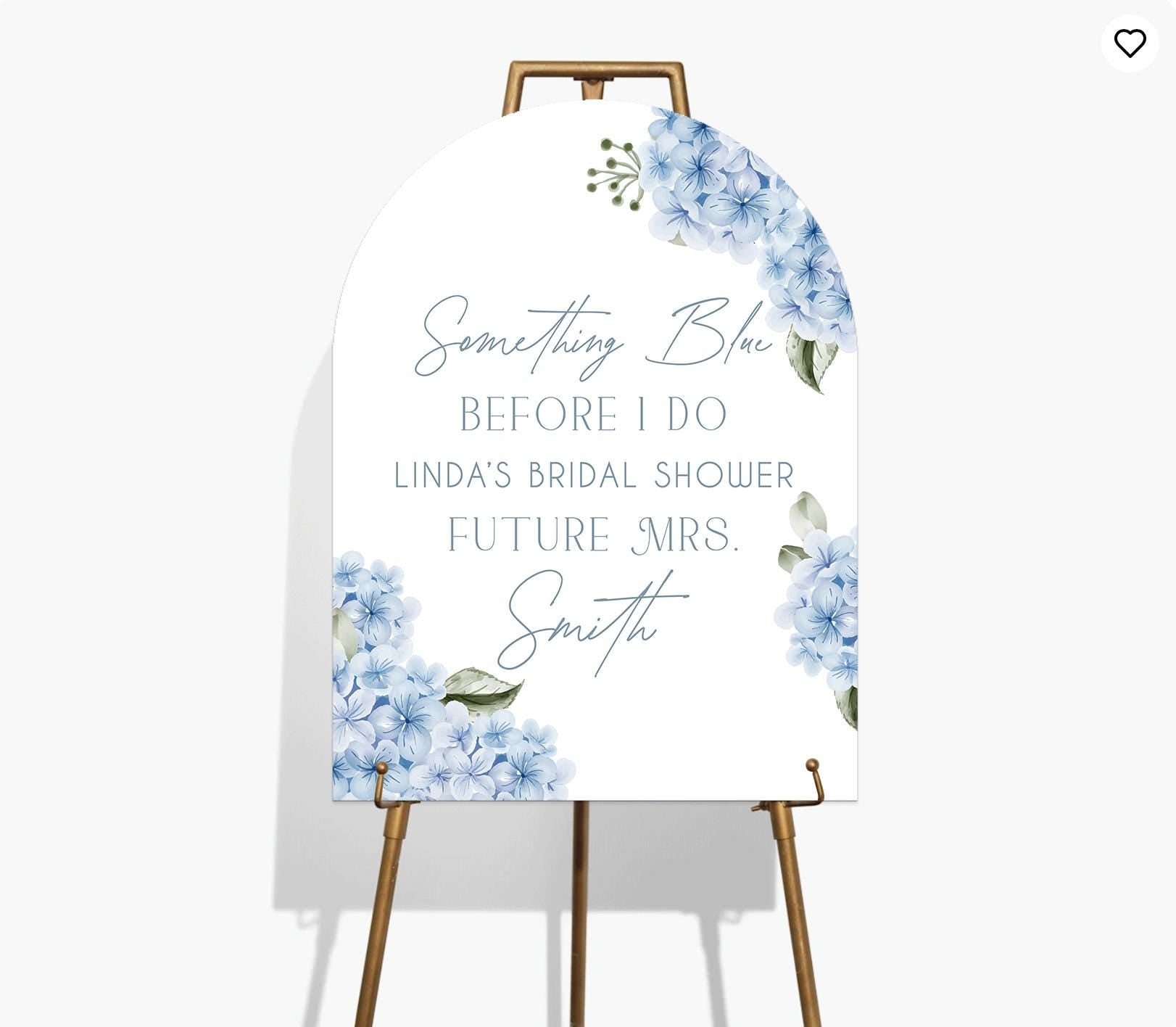 Something Blue Floral Bridal Shower Sign, Hydrangea Welcome Sign any text
