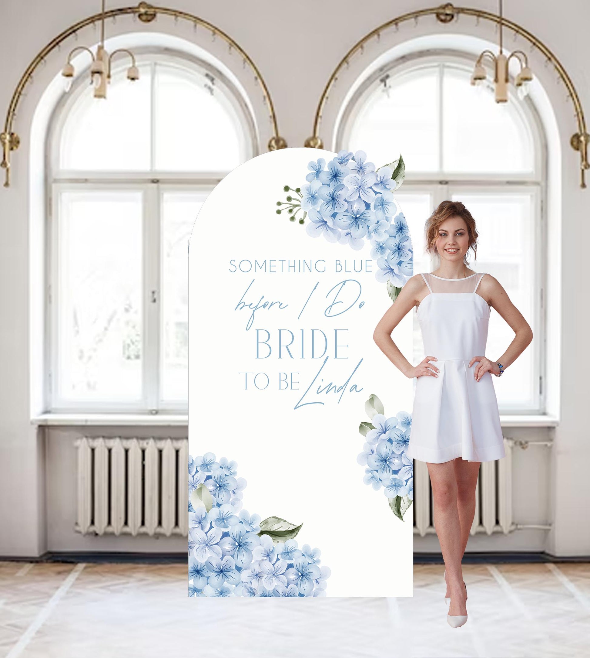 Bride to Be Wine Label, Something Blue Hydrangeas, Personalized Champagne Sticker