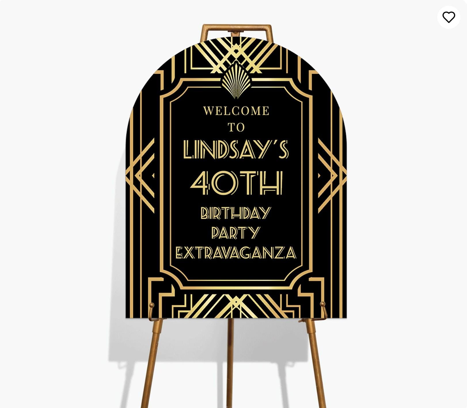 Personalized Roaring 20s Welcome Sign, Great Gatsby Party Decor