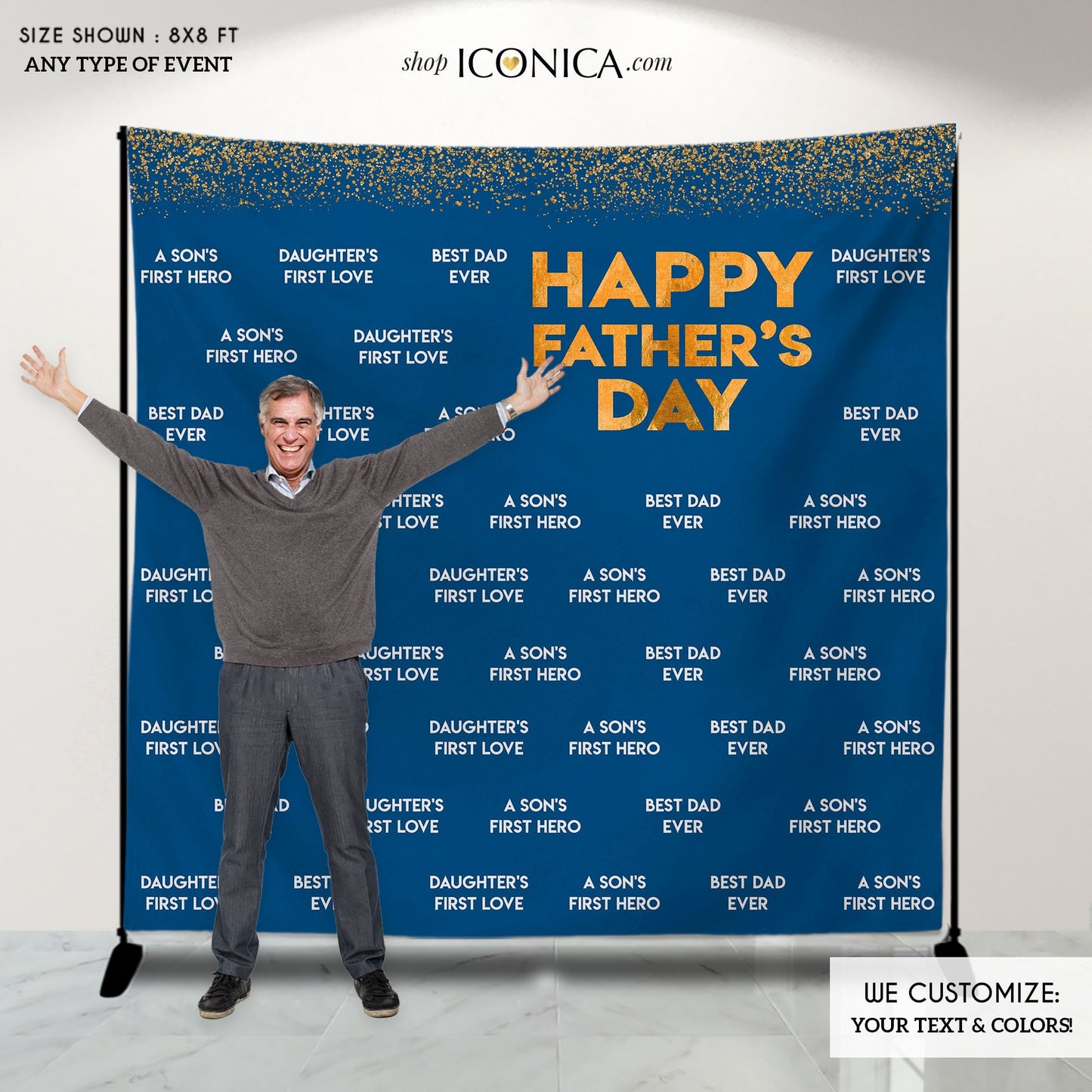 Custom Father's Day Backdrop, Birthday Party Photo Booth Decor