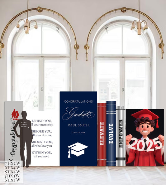 Custom Graduation Party Backdrop, Class of 2026 Arch Signs Set