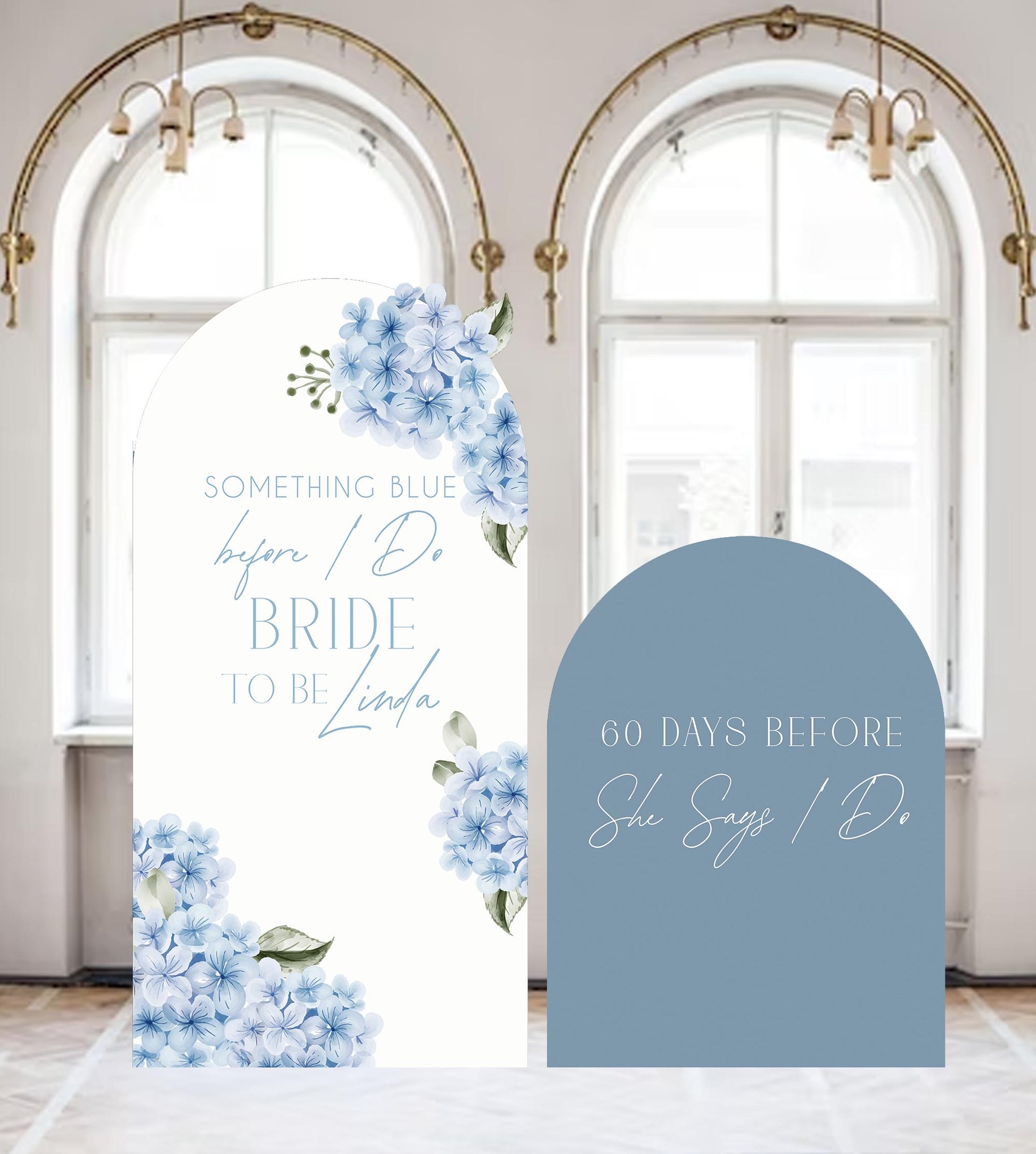 Custom Bridal Shower Backdrop: "Something Blue" Floral Hydrangea Foam Board