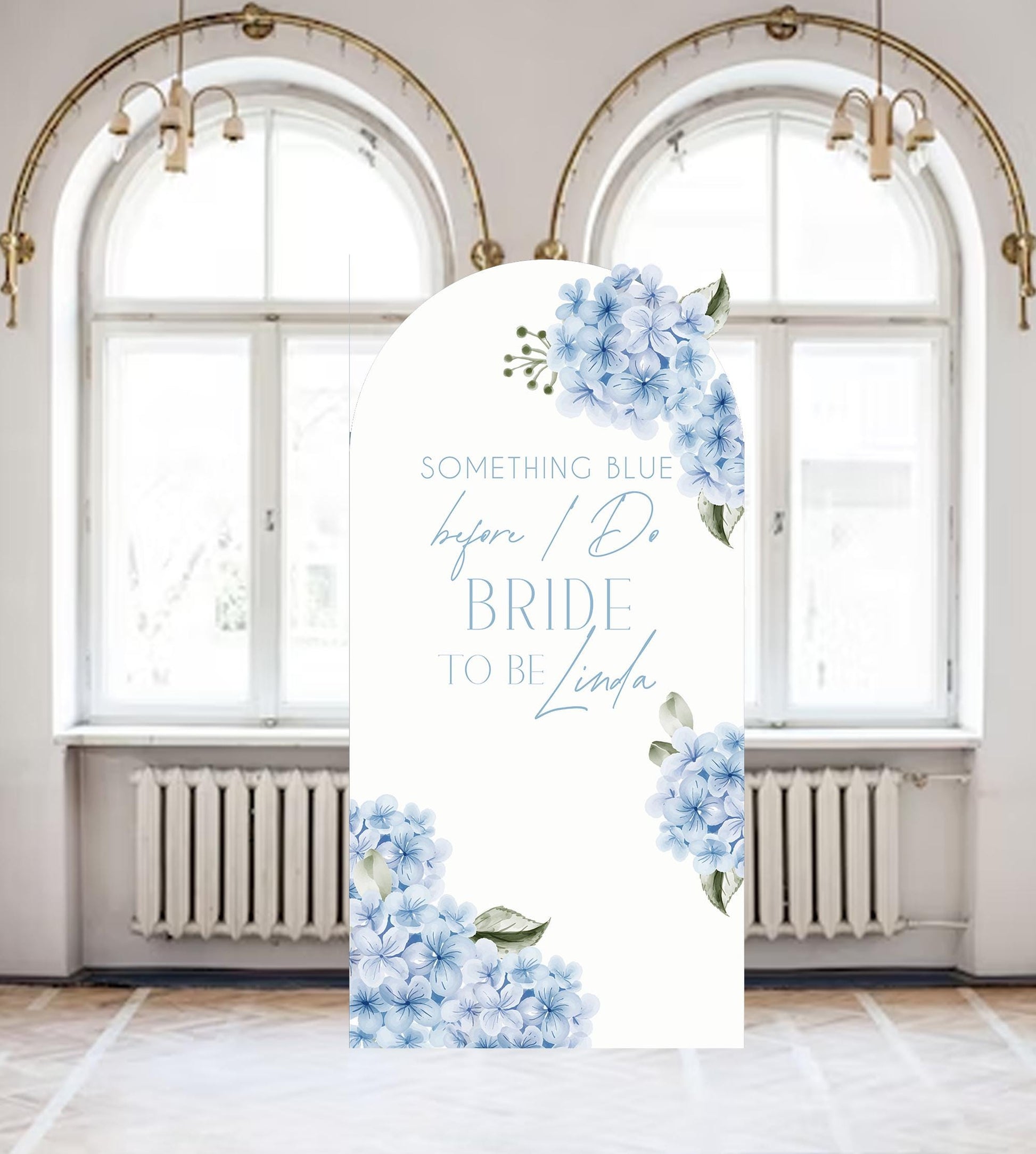Custom Bridal Shower Backdrop: "Something Blue" Floral Hydrangea Foam Board