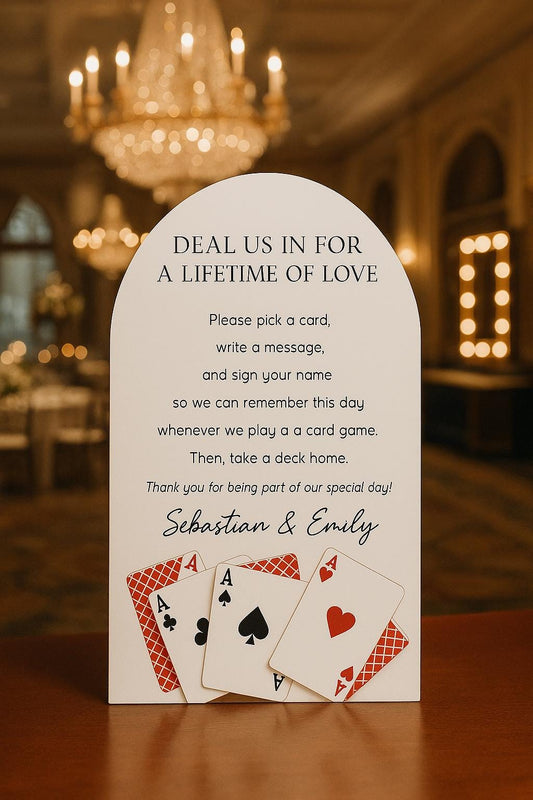 Custom Casino Wedding Foam Sign – “Deal Us In for a Lifetime of Love”