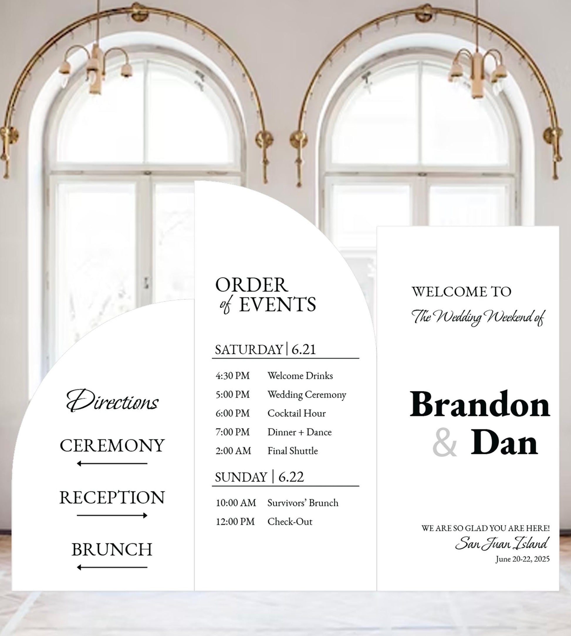 Arch Wedding Order of Events Sign, Custom Reception Decor