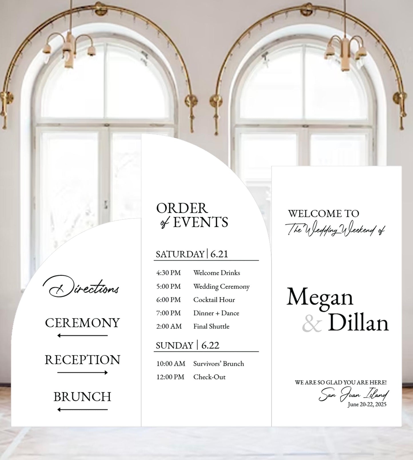 Arch Wedding Order of Events Sign, Custom Reception Decor
