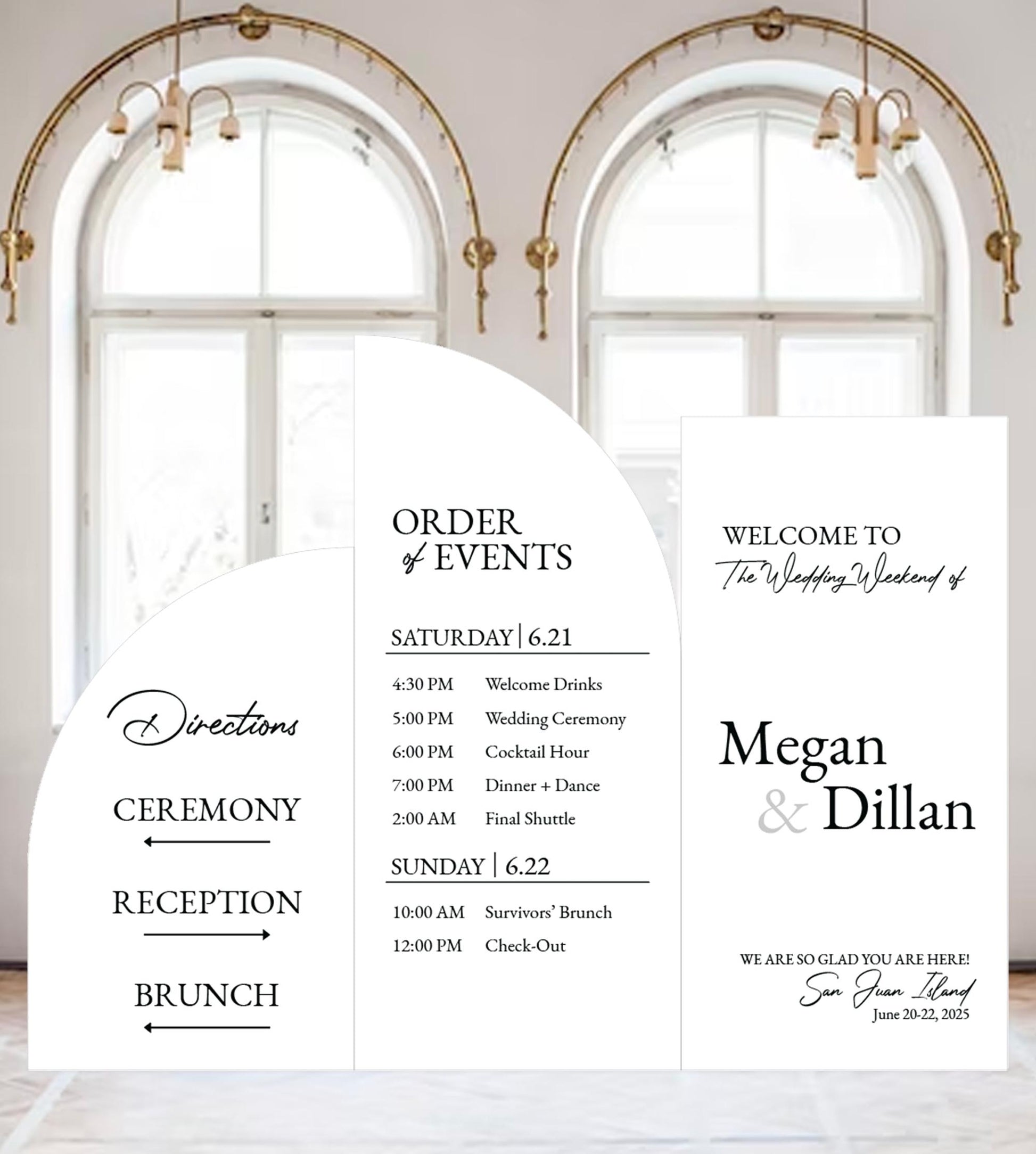 Arch Wedding Order of Events Sign, Custom Reception Decor