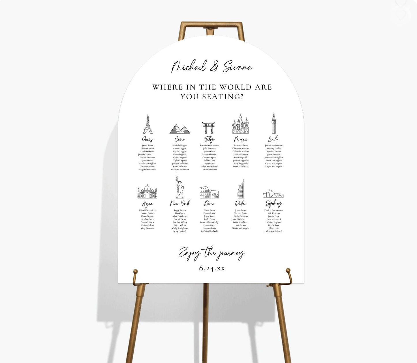 Travel-Themed Wedding Seating Chart Sign | Map Destinations (Digital or Printed)