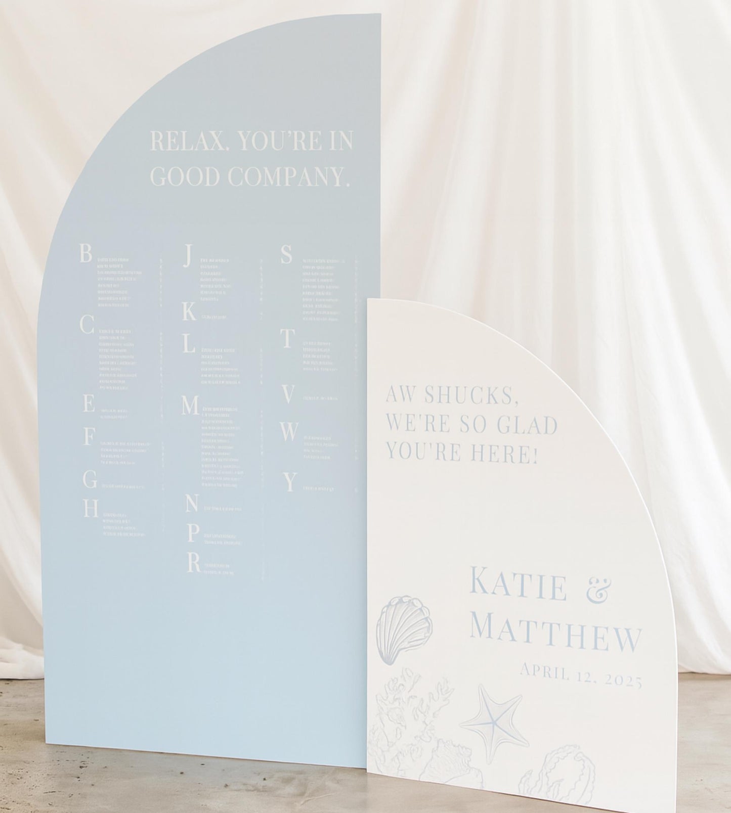 Nautical Wedding Seating Chart, Coastal Beach Theme Foam Board Sign