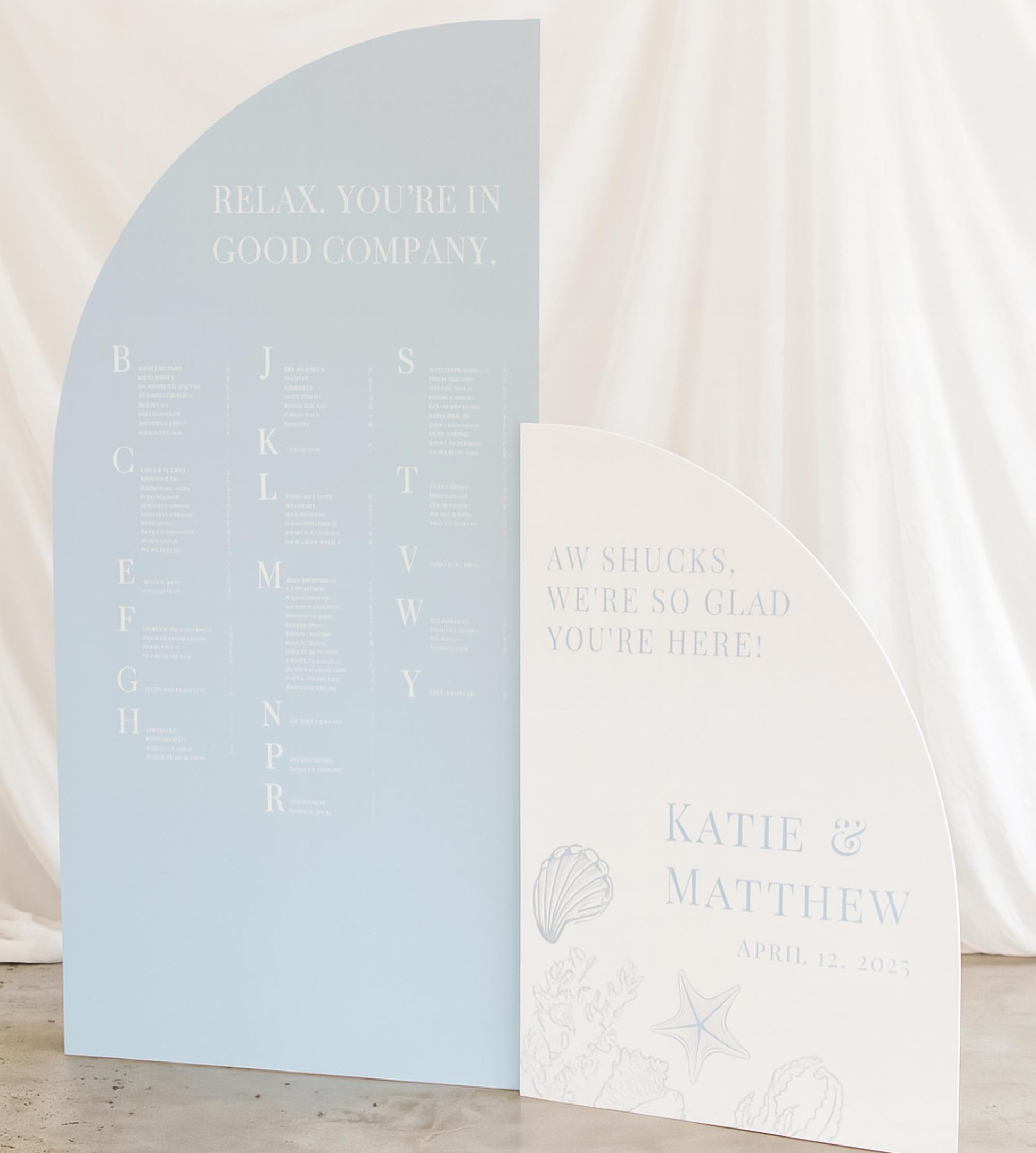 Nautical Wedding Seating Chart, Coastal Beach Theme Foam Board Sign