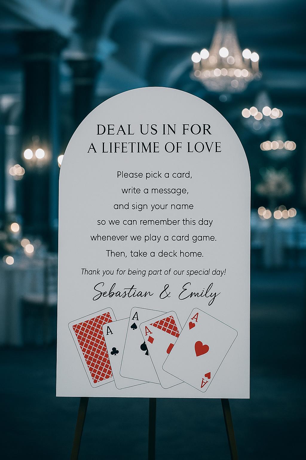Custom Casino Wedding Foam Sign – “Deal Us In for a Lifetime of Love”