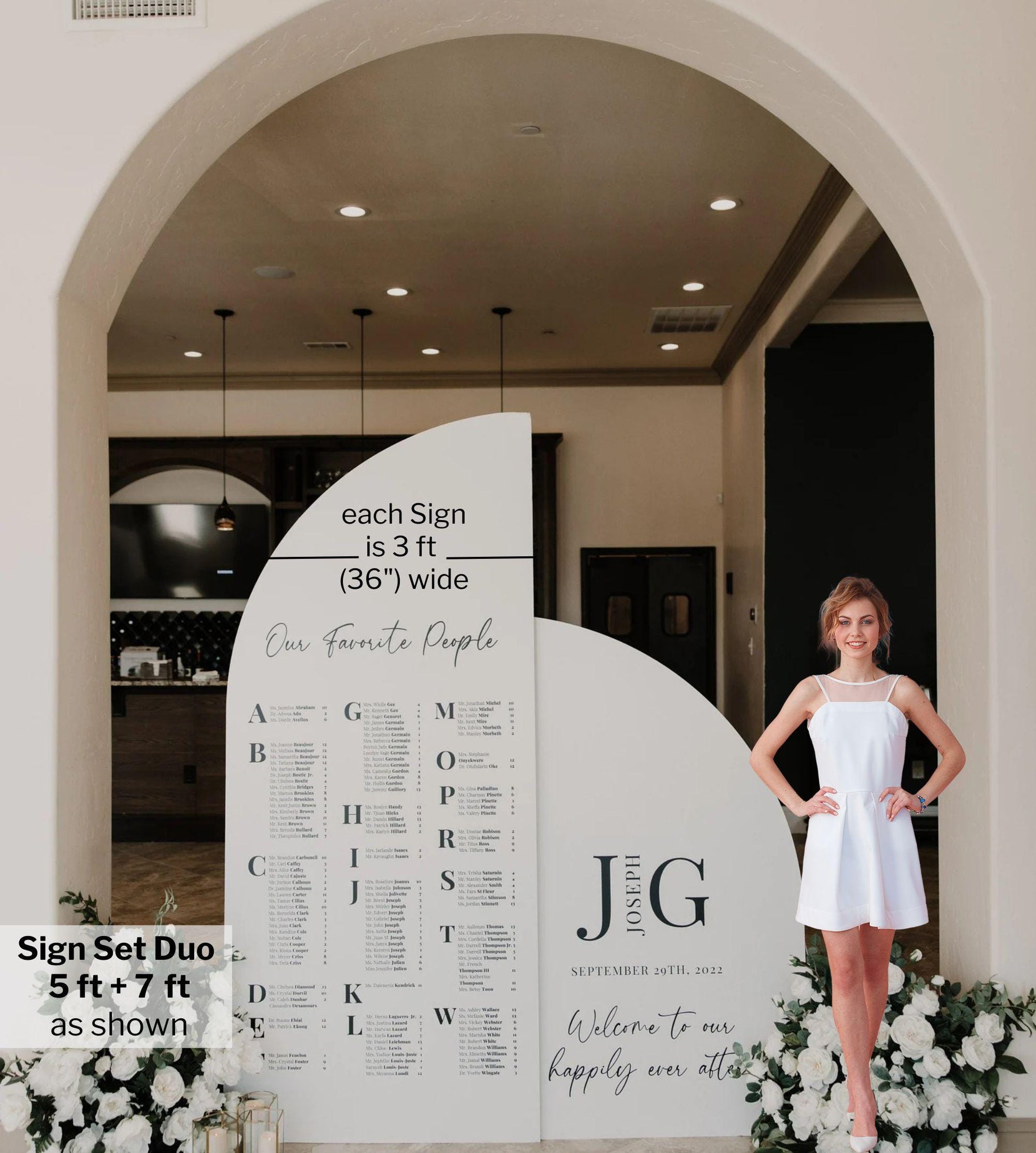 Arch Wedding Seating Chart – Custom Foam Board Sign with Easel