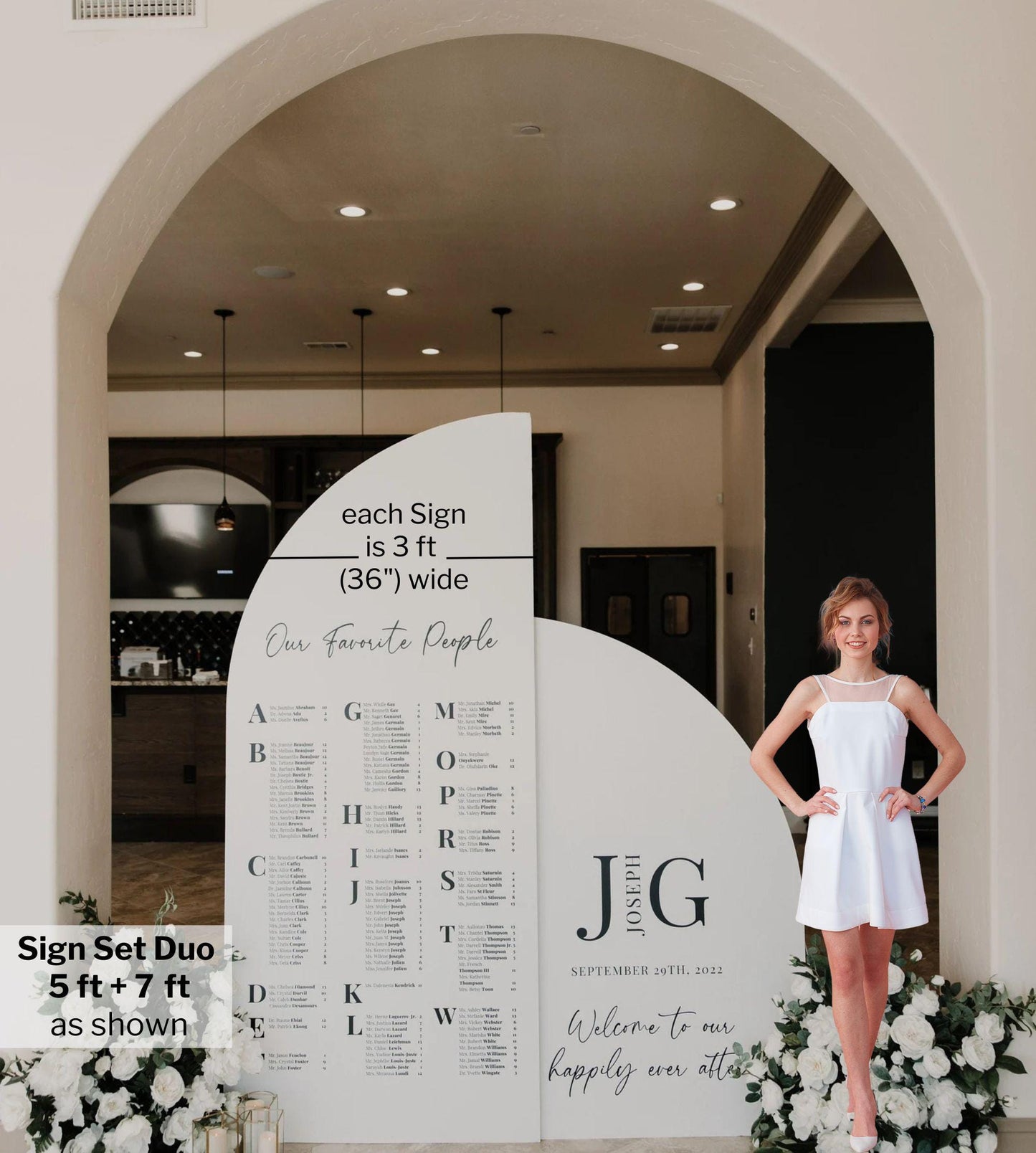 Arch Wedding Seating Chart Sign: Custom Foam Board Welcome Sign